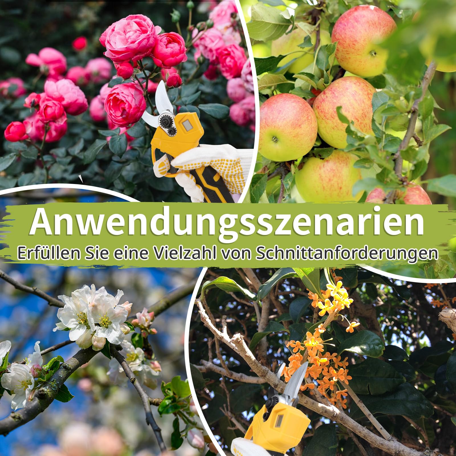 Akku Gartenschere für Makita, Elektrische Gartenschere Professionelle 21V Bürstenlosen Motor Akku Astschere, Drahtlose 35mm Mit LED-Batterieanzeige (Ohne Akku)