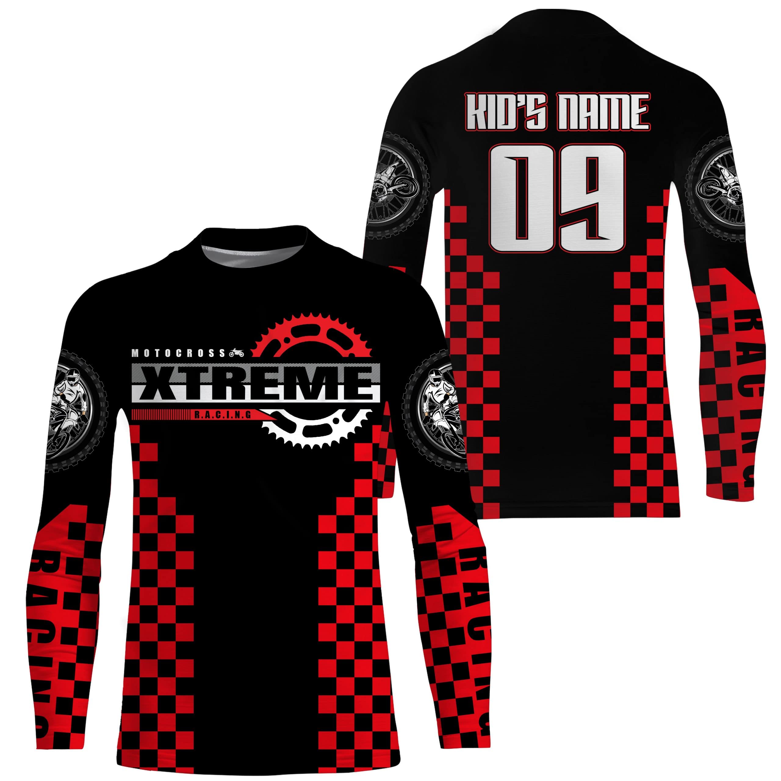 Personalized MX Red Jersey for Youth Women Men Racing UPF30+ Motocross Dirt Bike Off-Road Racewear PDT95