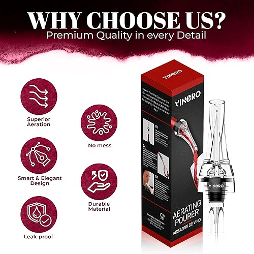 Miniatura 2 de Boquilla aireadora de vino y decantador de vino 2 en 1 para botellas de vino, boquilla de vino profesional, sin goteo, amantes del vino