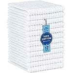 DecorRack 12 Pack 100% Cotton Kitchen Towels for Cleaning, 12 x 12 inch, Ultra Absorbent Bar Mops, Heavy Duty, Quick Dry, Machine Washable Dish Towels, Multi-Purpose Cleaning Supplies, White (12 Pack)