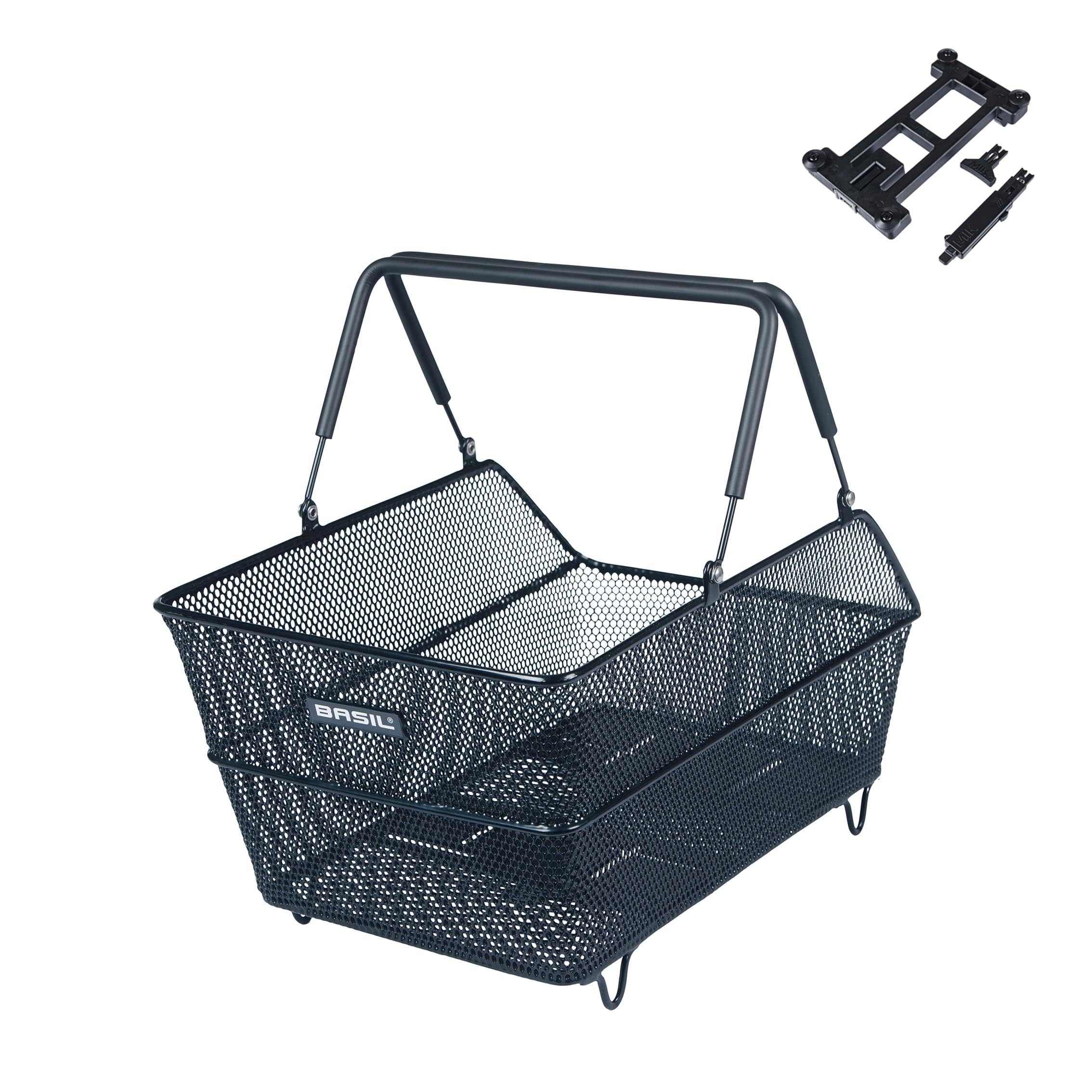 Basil Cento Multi System Fahrradkorb, Schwarz – Multi-System NX-Boden, kompatibel mit MIK, Racktime und weiteren gängigen Gepäckträgerplatten, wetterfest & robust, ideal für Einkäufe