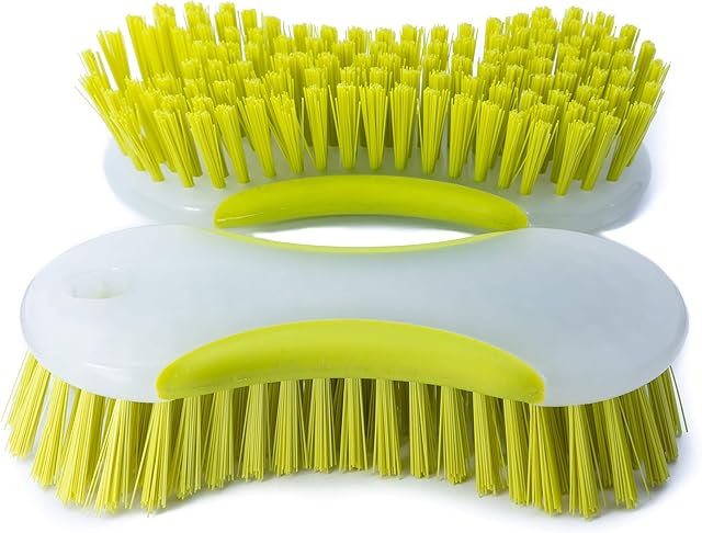 NCaan 2Pc Durable Household Scrubbing BrushesStiff Bristle BrushNon-Slip Soft GripFloor scrub brushStiff Hand BrushCarpet BrushGrout Cleaning BrushColours May Vary (Assorted)