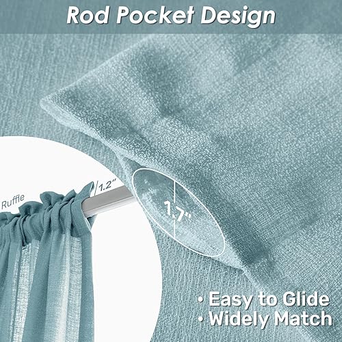 Miniatura 2 de Melodieux - Cortinas semitransparentes para sala de estar, dormitorio, cortinas de gasa