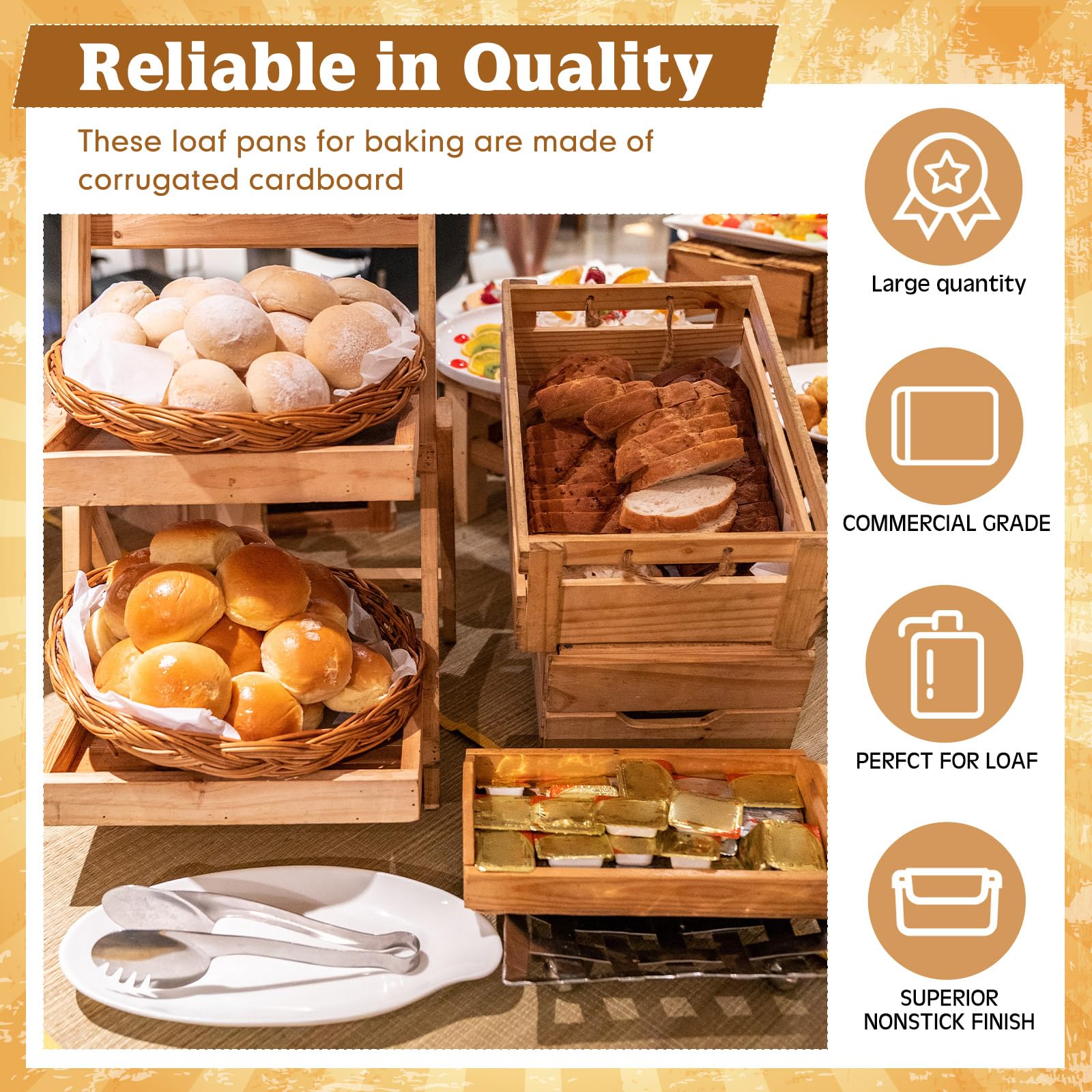 Baderke 60 piezas de 6 x 2.5 x 2 pulgadas, moldes de papel desechables para hornear con tapas, sartenes de papel kraft para pasteles, pan, horno, panadería, regalos de vacaciones