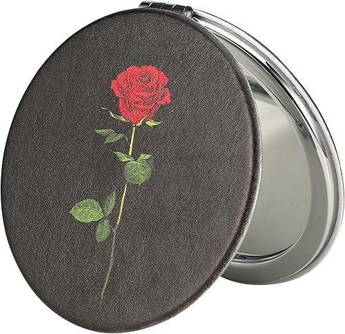 Dynippy Espejo compacto de doble cara con aumento 1X2X de piel sintética a granel, espejo redondo para monederos, espejo de mano portátil de