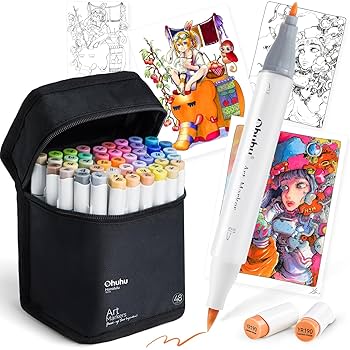 Amazon | Ohuhu マーカーペン 筆タイプ 48色49本 プロ愛用
