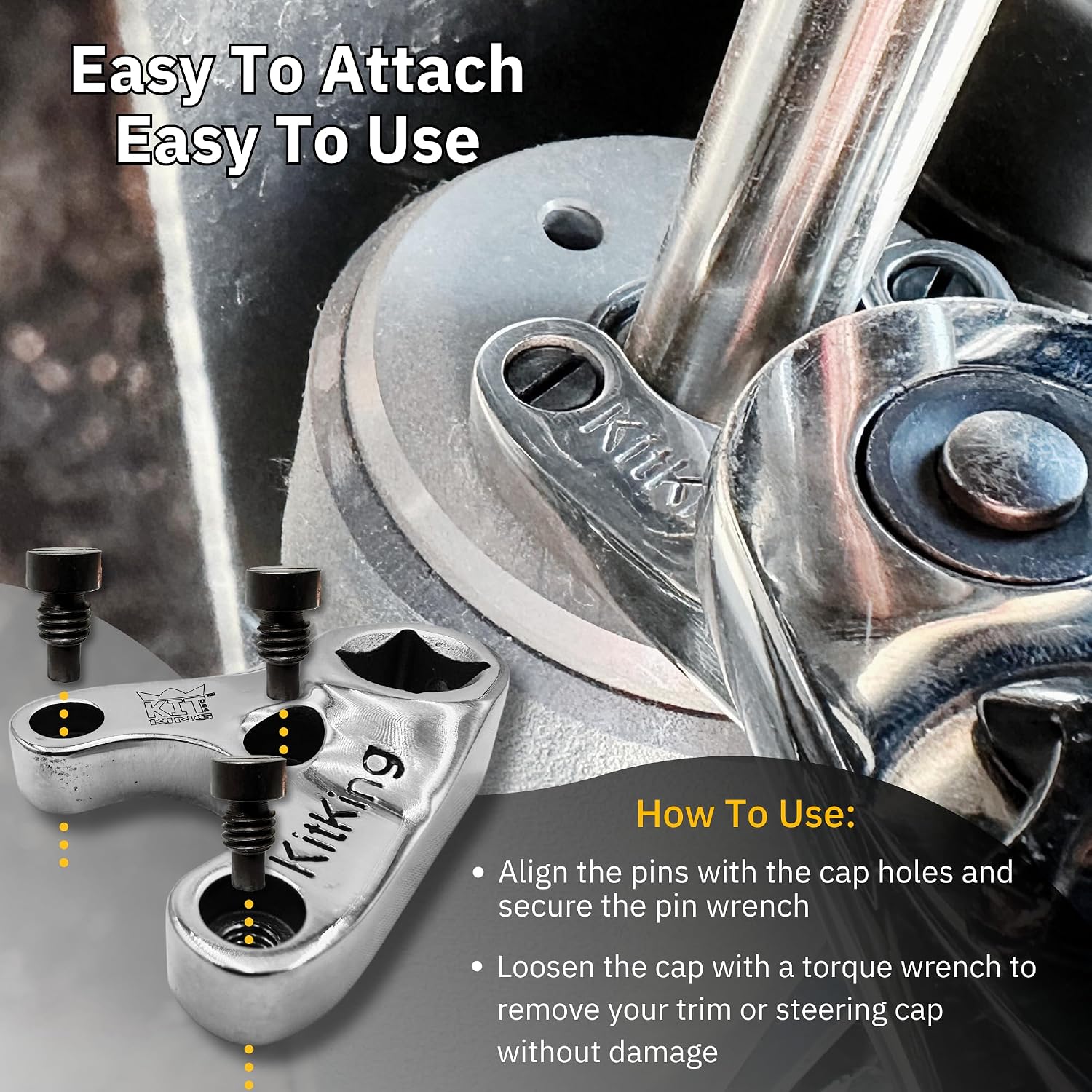 Kit King USA Trim Tilt Pin Wrench Tool MTOOO4 - Fits All Seastar Steering Cylinders, Trim/Tilt Caps 2011 to Current F150, Four Stroke Yamaha V6 & Non VMAX 2 Strokes