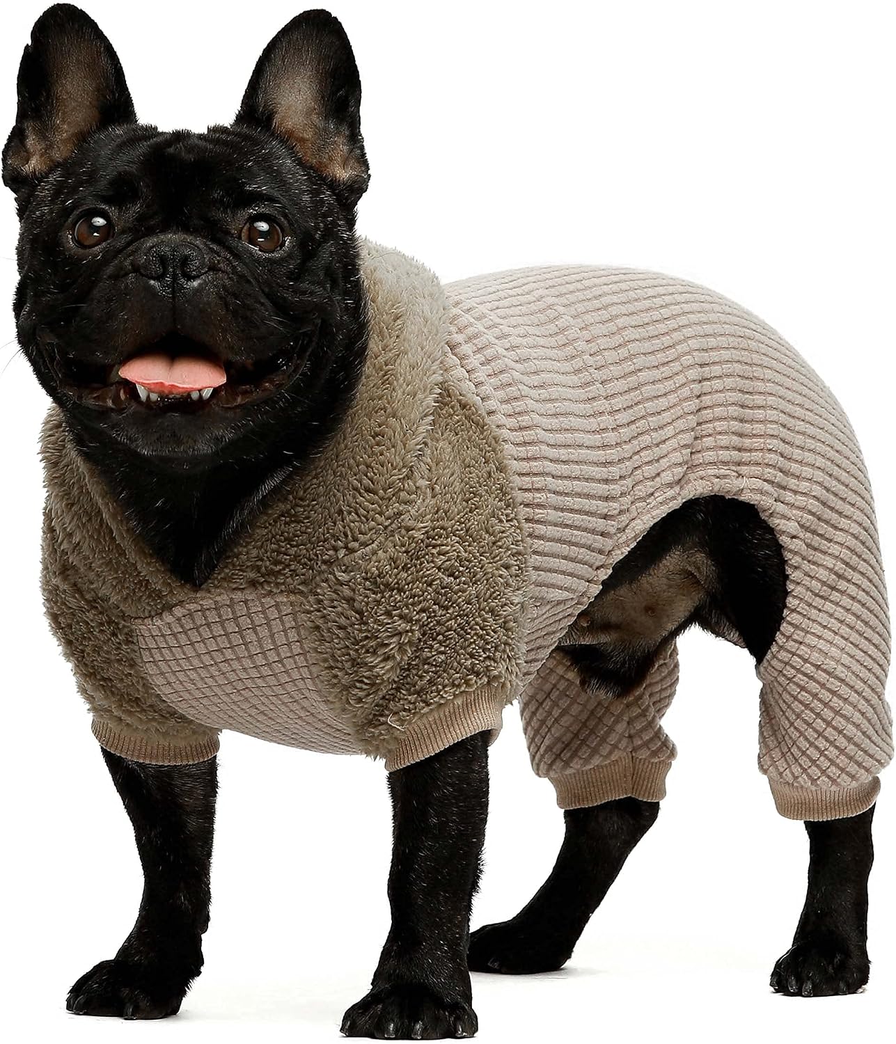 Fitwarm Fuzzy Velvet Girl Dog Hooddie Puppy Hooded Coat Thermal Fleece Doggie Pajamas Pet Winter Clothes Cat Jackets Brown Small