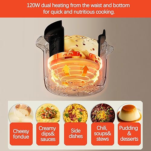 Miniatura 5 de Britek Pequeña olla de cocción lenta de 1.5 cuartos de galón, ideal para dos personas, no tóxica con revestimiento inoxidable 410, múltiples ajustes