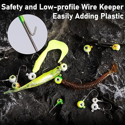 Miniatura 5 de Dr.Fish Paquete de 10 cabezas de plantilla de pesca de ojo 3D bola Swimbait Jig agua salada lubina lubina Walleye anzuelos de pesca Crappie trucha