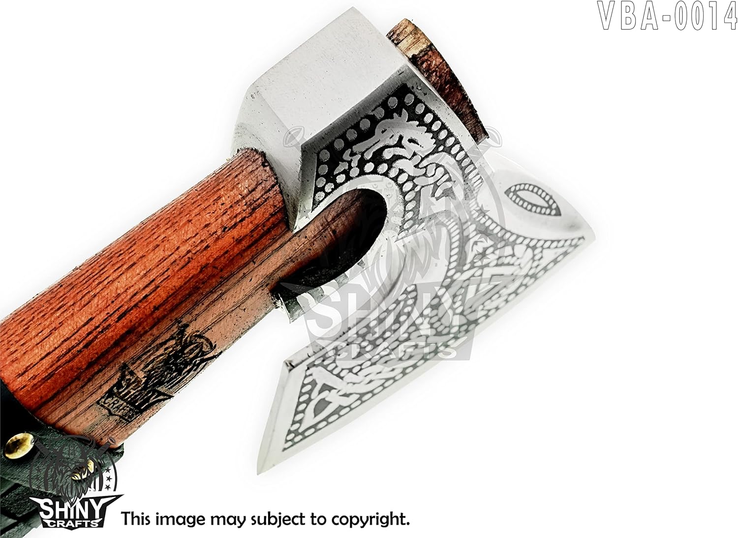 Shiny Crafts® -Viking Axe- Beautiful Handmade Bearded Hatchet, Best Gift for Men, Best Birthday Gift with Sheath