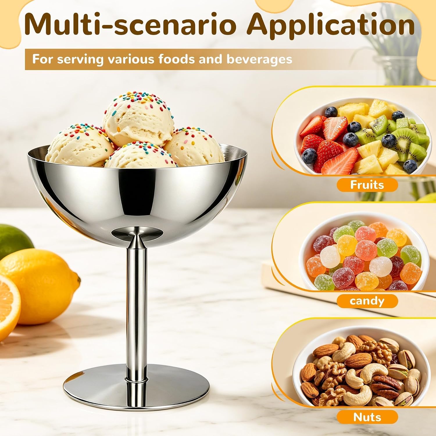 304 Stainless Steel Ice Cream Cups-Silver