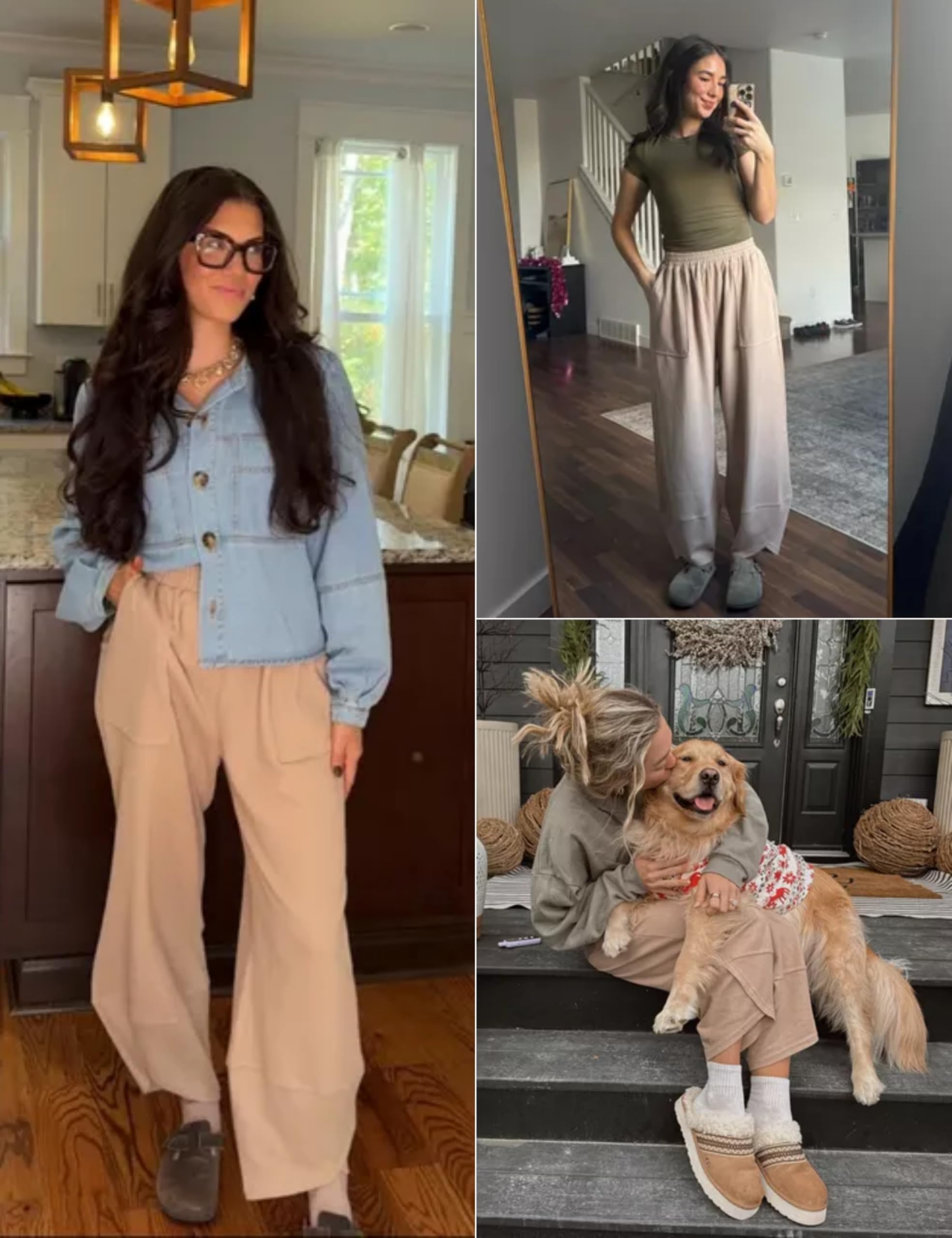 Xiaoxuemeng Womens Baggy Wide Leg Pants Casual Elastic Waisted Palazzo Harem Pants with Pockets