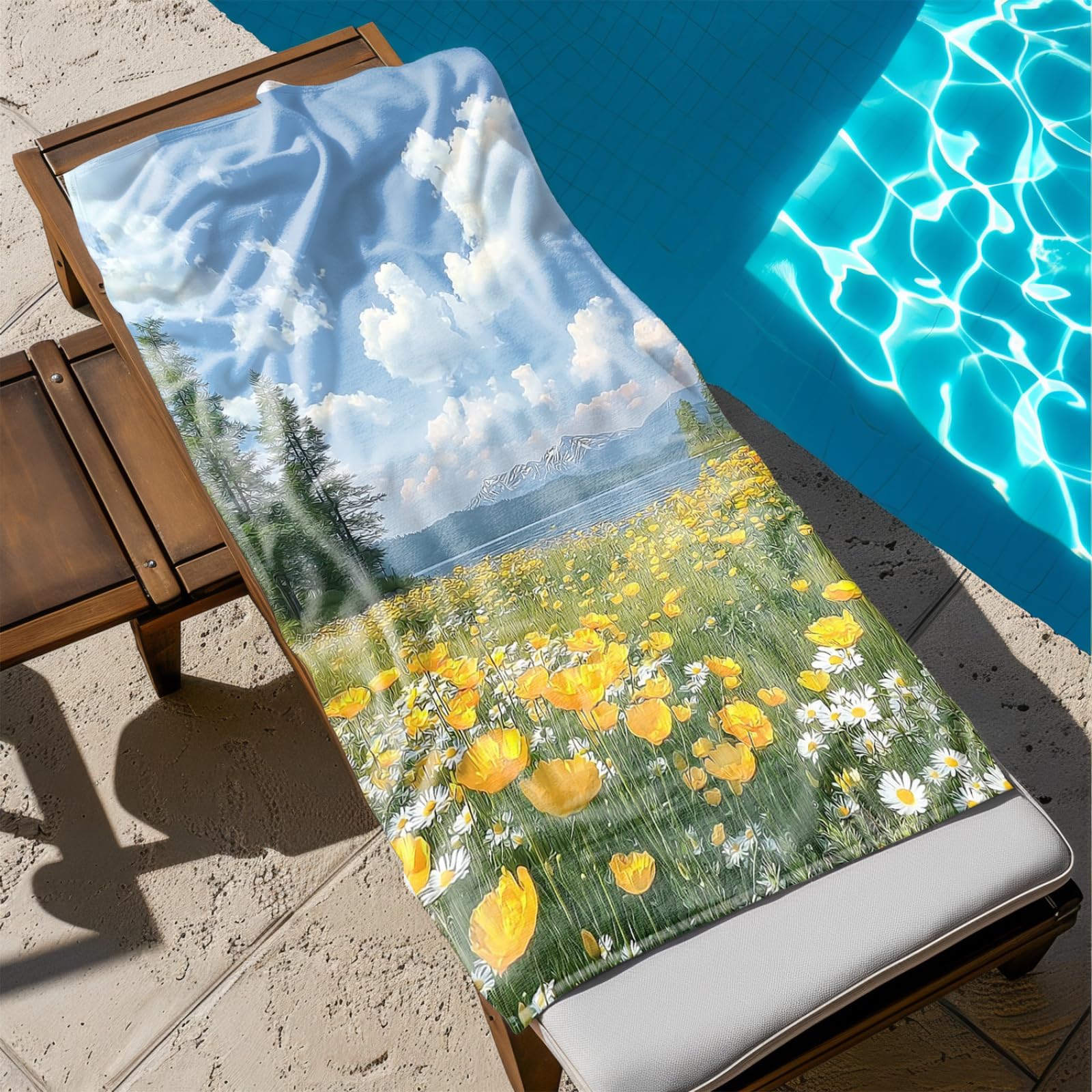 Microfibre Beach Towel 180x90cm Green Tree Flower Extra Large Pool Towels Perfect for Beach, Travel, All Ages,Quick-Dry, Sand-Free, Absorbent