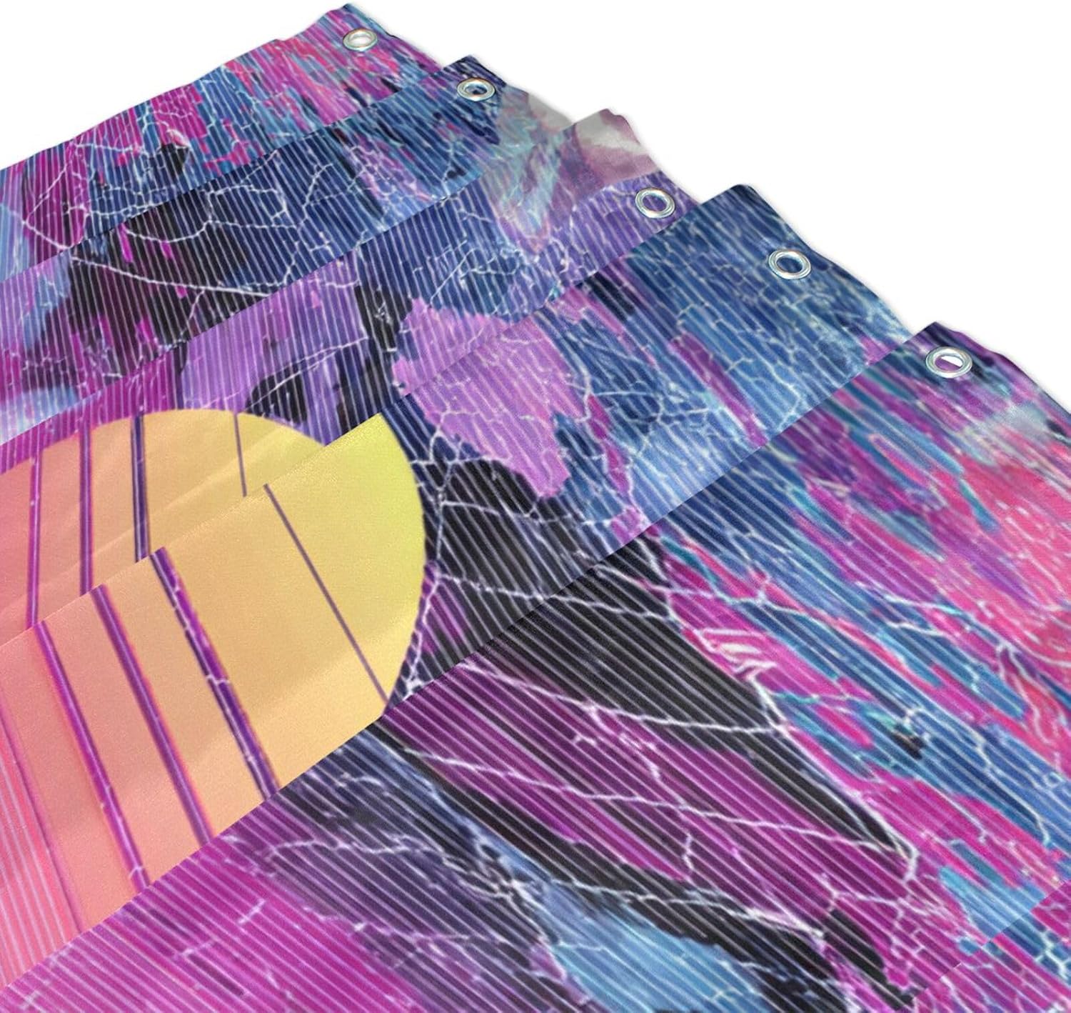 72x72 Inch Water Repellent Material Stall Shower Curtain with Washable Fabric Material Simple Curtain Liner for Bath Room Crane Sunset Tropical Vapor Wave Style