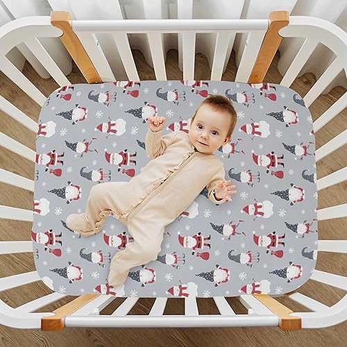 Miniatura 6 de Christmas Gnome Crib Sheets - Stretchy Fitted Crib Sheets for Boys Girls, Unisex Cozy Baby Crib Sheet 27 x 39 x 5 Inches