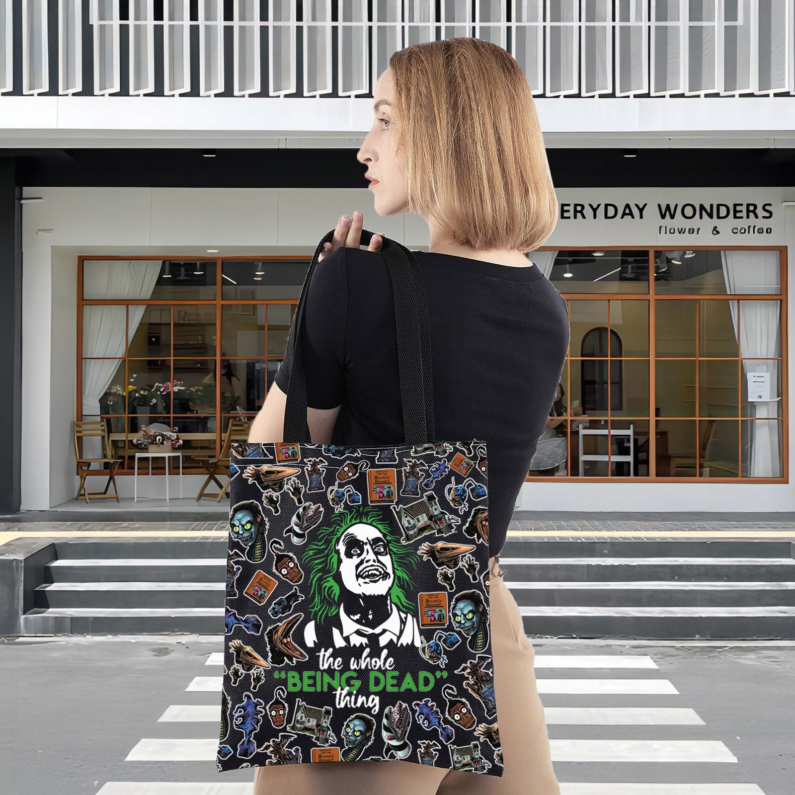 LEVLO Ghost & Lydia Deetz Cosmetic Bag Adam And Barbara Fans Gift The Whole Being Dead Thing Juice Lydia Zipper Pouch Bag Charles & Delia Fans Merchandise - Image 4