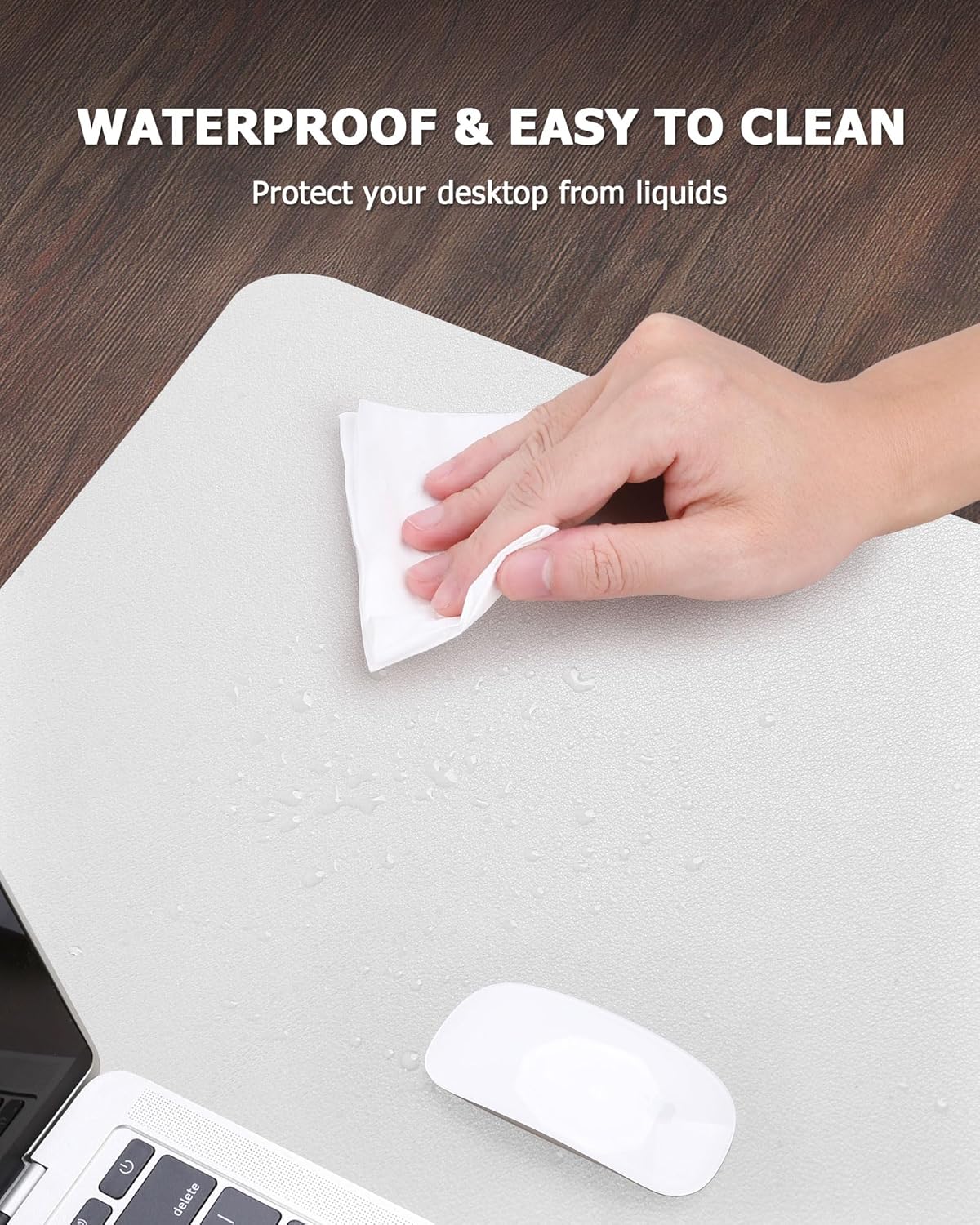 MOLMO Non-Slip Desk Mat, Waterproof Desk Pad Table Protector, Easy Clean Laptop Mat Large Mouse Pad Leather Writing Mat with Suede for Office/Home/Decor (White, 60 x 35 cm) 6 81vBl06zXFL. AC SL1500