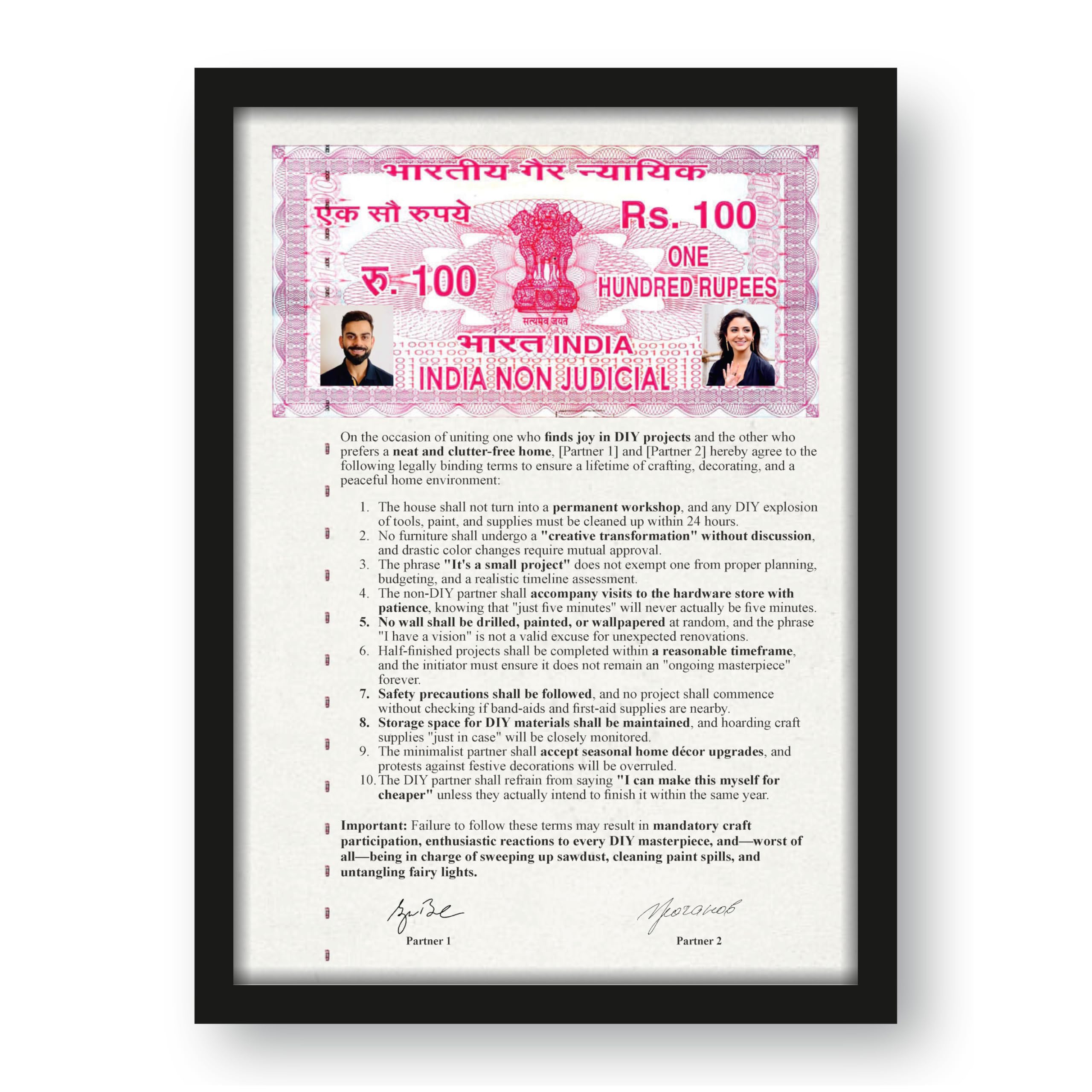 DIY & Home Decor Couple Relationship Contract Photo Frame – 9.25 x… – view 2