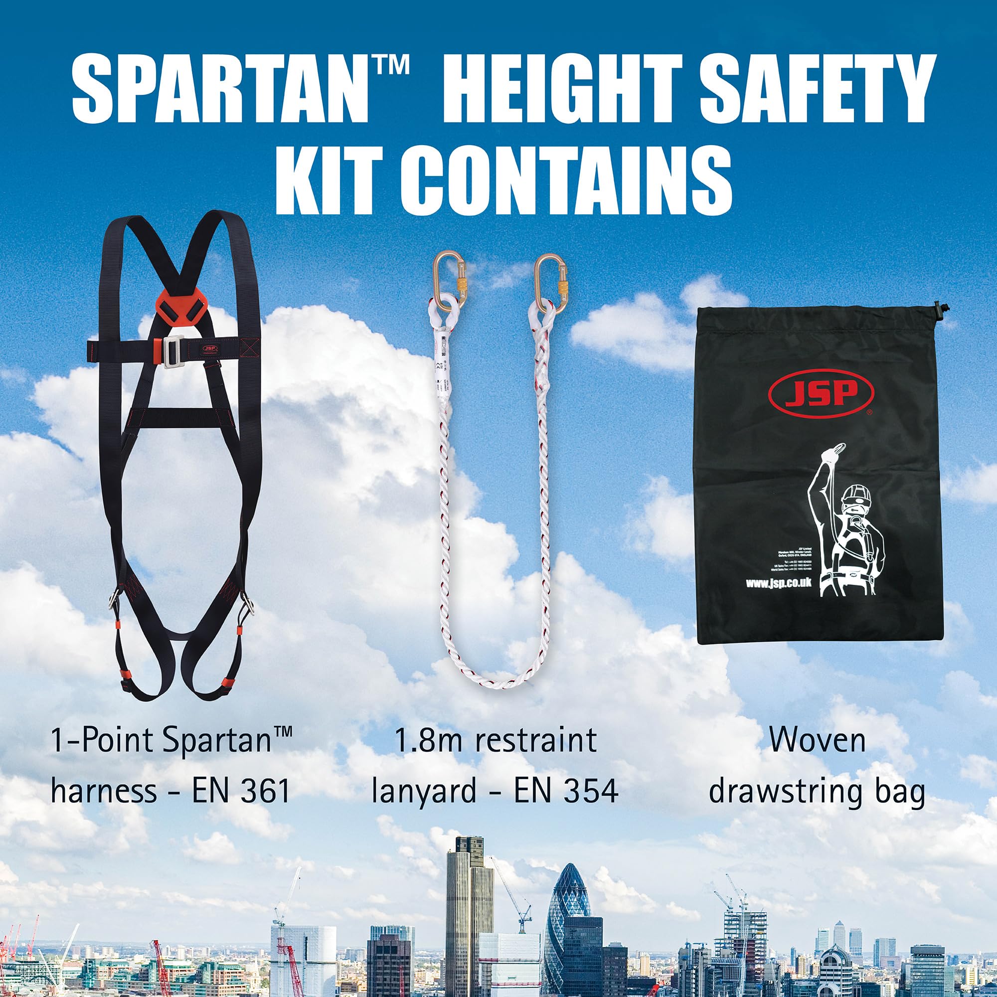 JSP SPARTAN Arnés Anticaídas y Elemento de Amarre EN 361 EN 354 - Negro - Talla Única