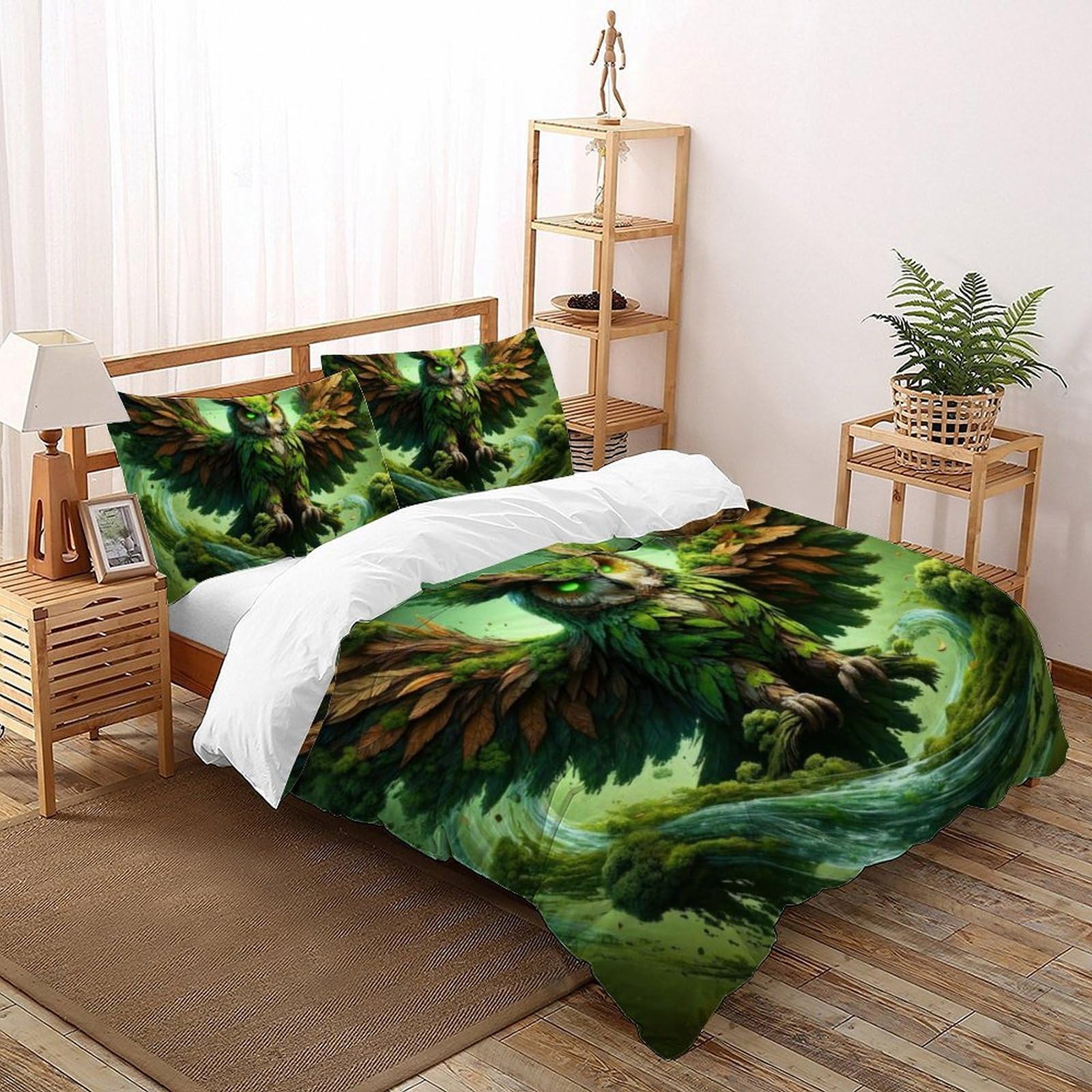 Housse de couette 3D enfants motif chouette multicolore avec zippe invisible