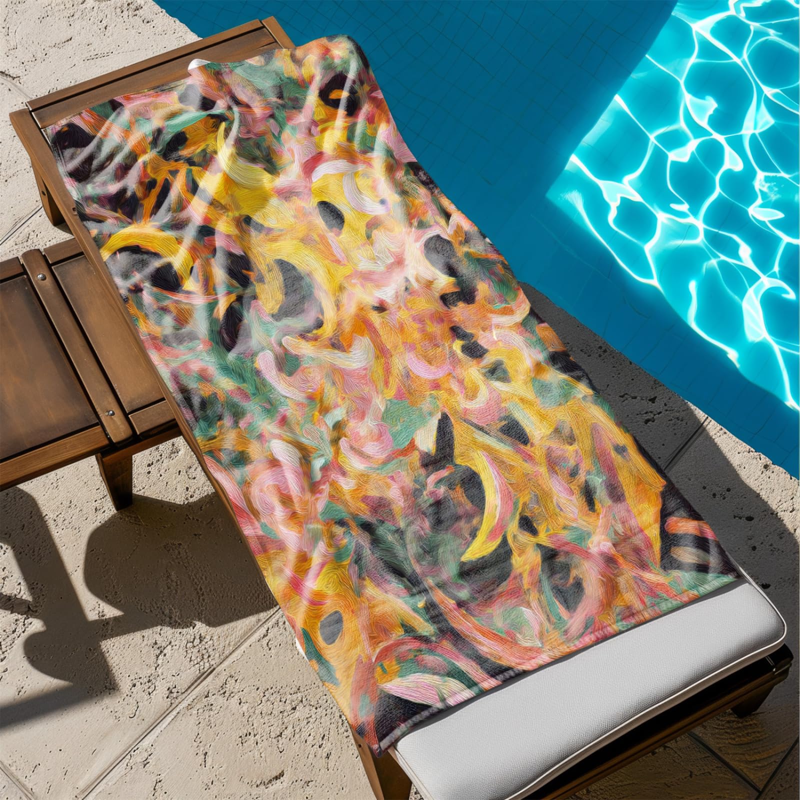 Telo Mare Microfibra 210x230 Giallo Rosa Astratto Telo Spiaggia Grande Antisabbia,XXL Asciugamano Mare, Asciugatura Rapida, Stuoia Spiaggia Leggero E Portatile