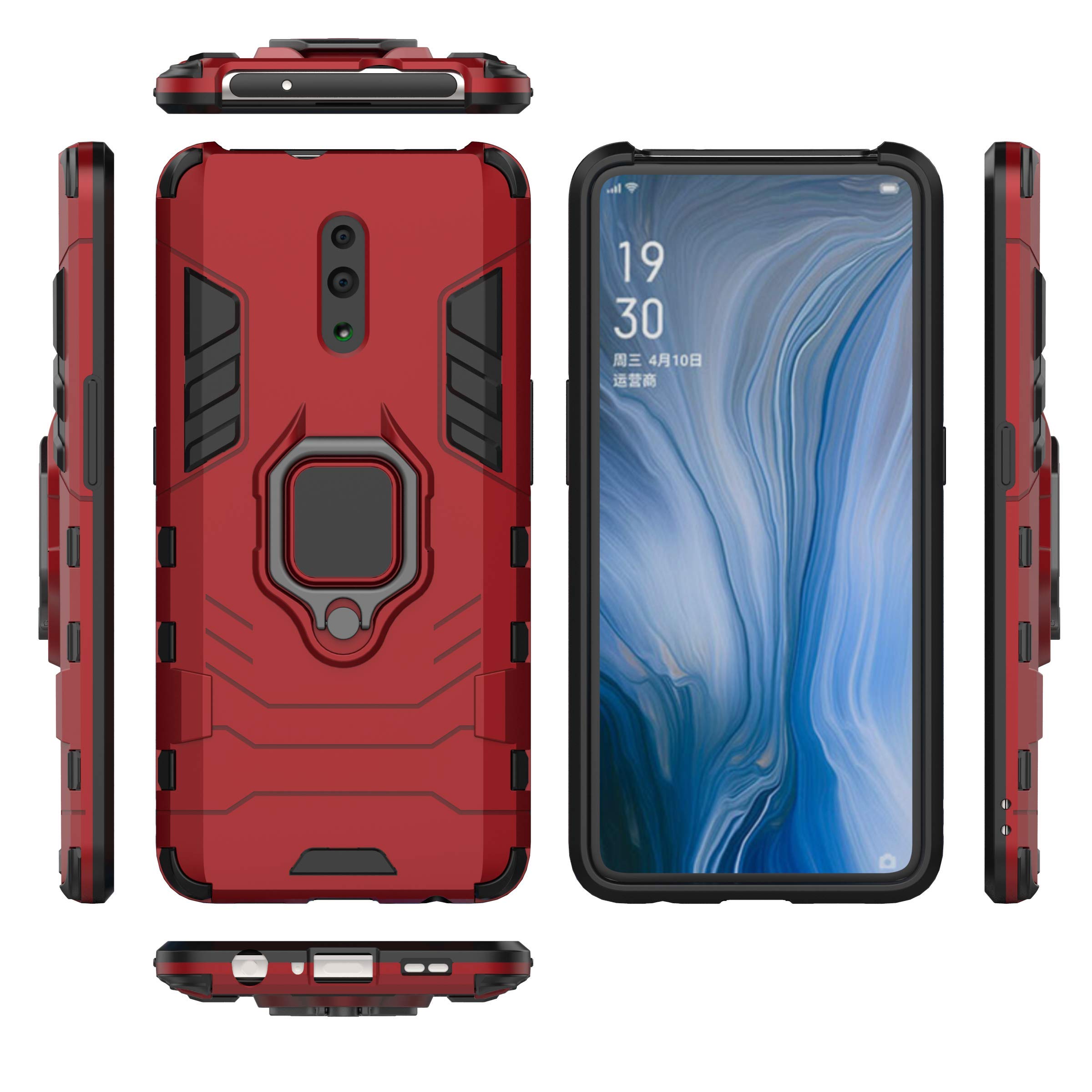 FTRONGRT Oppo A94 5G Cover,Hybrid Dual Layer TPU+PC Custodia, Durevole Manicotto Protettivo Antiurto,con Supporto per Cellulare,per Oppo A94 5G- Nero FTRONGRT Oppo A94 5G Cover,Hybrid Dual Layer TPU+PC Custodia, Durevole Manicotto Protettivo Antiurto,con Supporto per Cellulare,per Oppo A94 5G- Nero