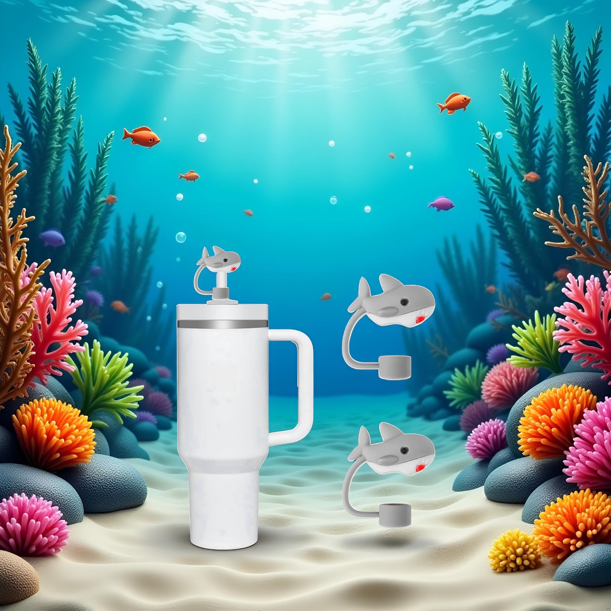 Haifisch Strohhalmaufsatz Für Stanley Becher – 10 Mm Silikon, Tier-Stopper