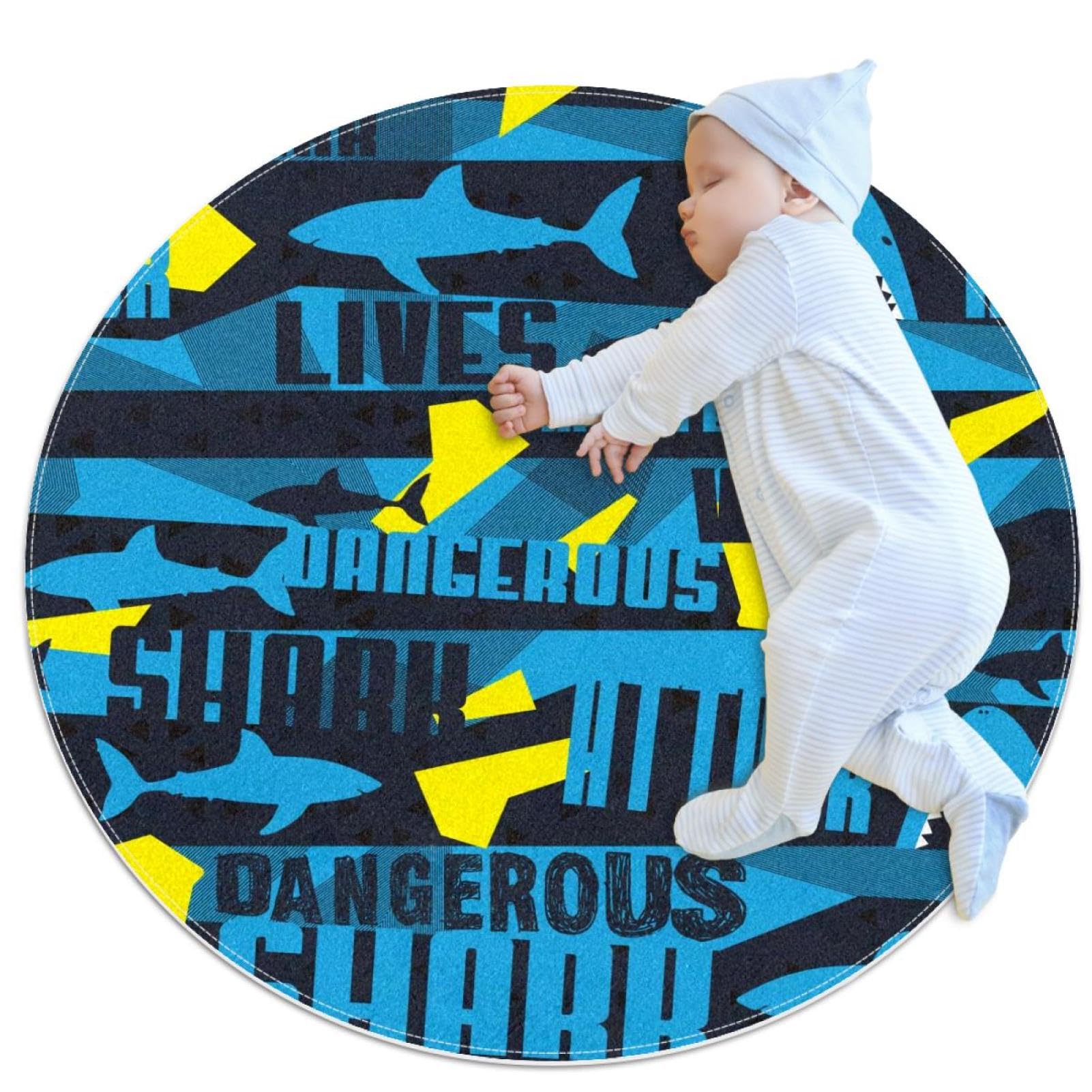 Tapis de salle de bain requin grunge rond 1m antidérapant pour chambre