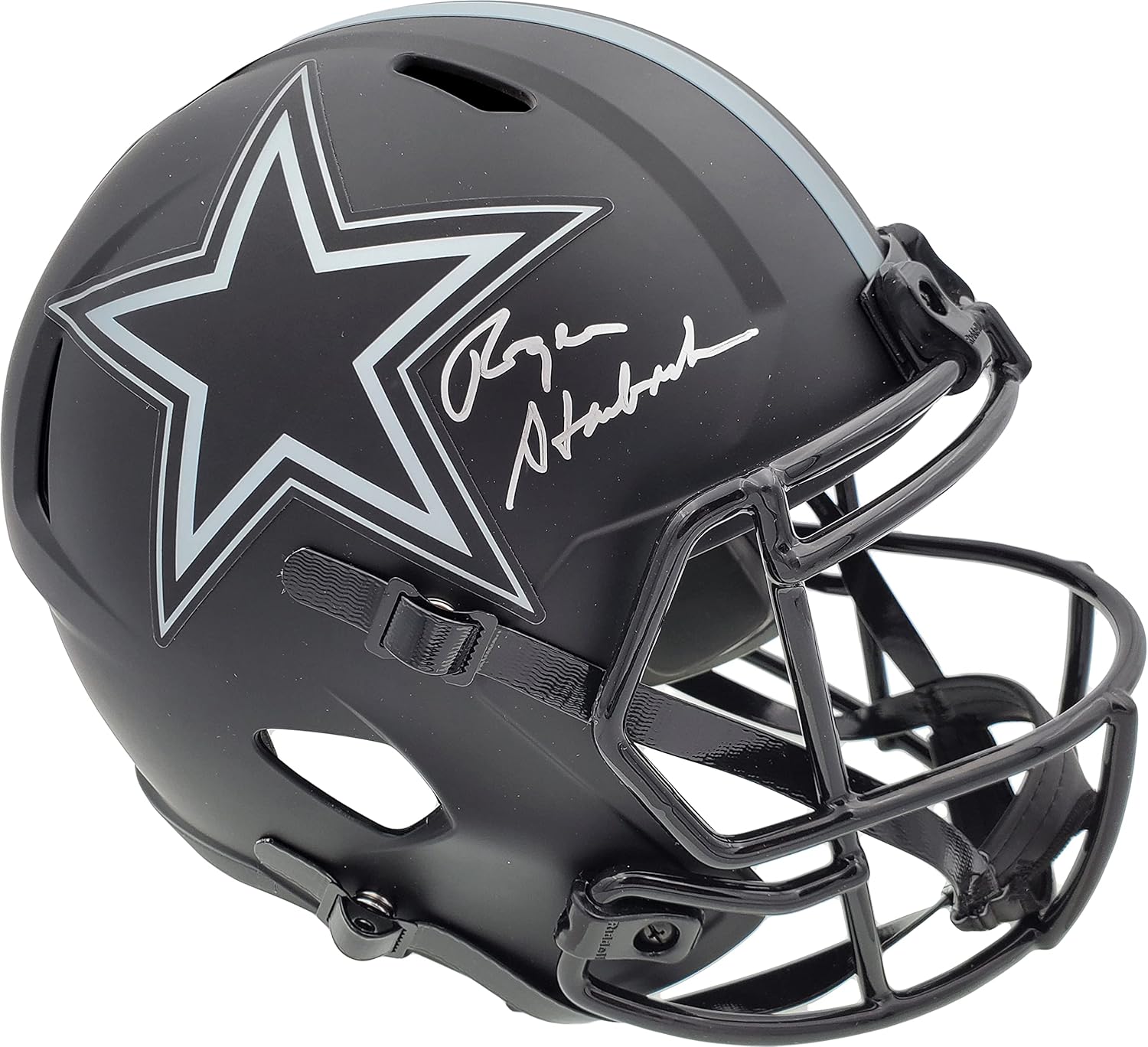 Roger S.t.a.u.bach Autographed Eclipse Black Full Size Speed Replica Football Helmet Beckett BAS Stock #185835