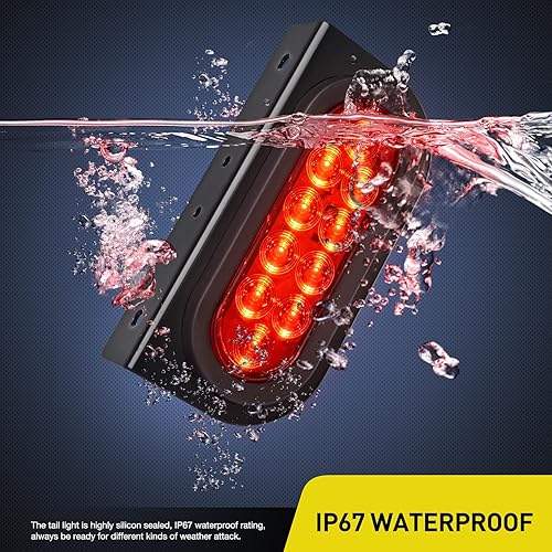 Miniatura 7 de Nilight Luz trasera ovalada de remolque de 6 pulgadas con ojales de montaje empotrado 2 luces rojas impermeables para remolque de freno de freno de