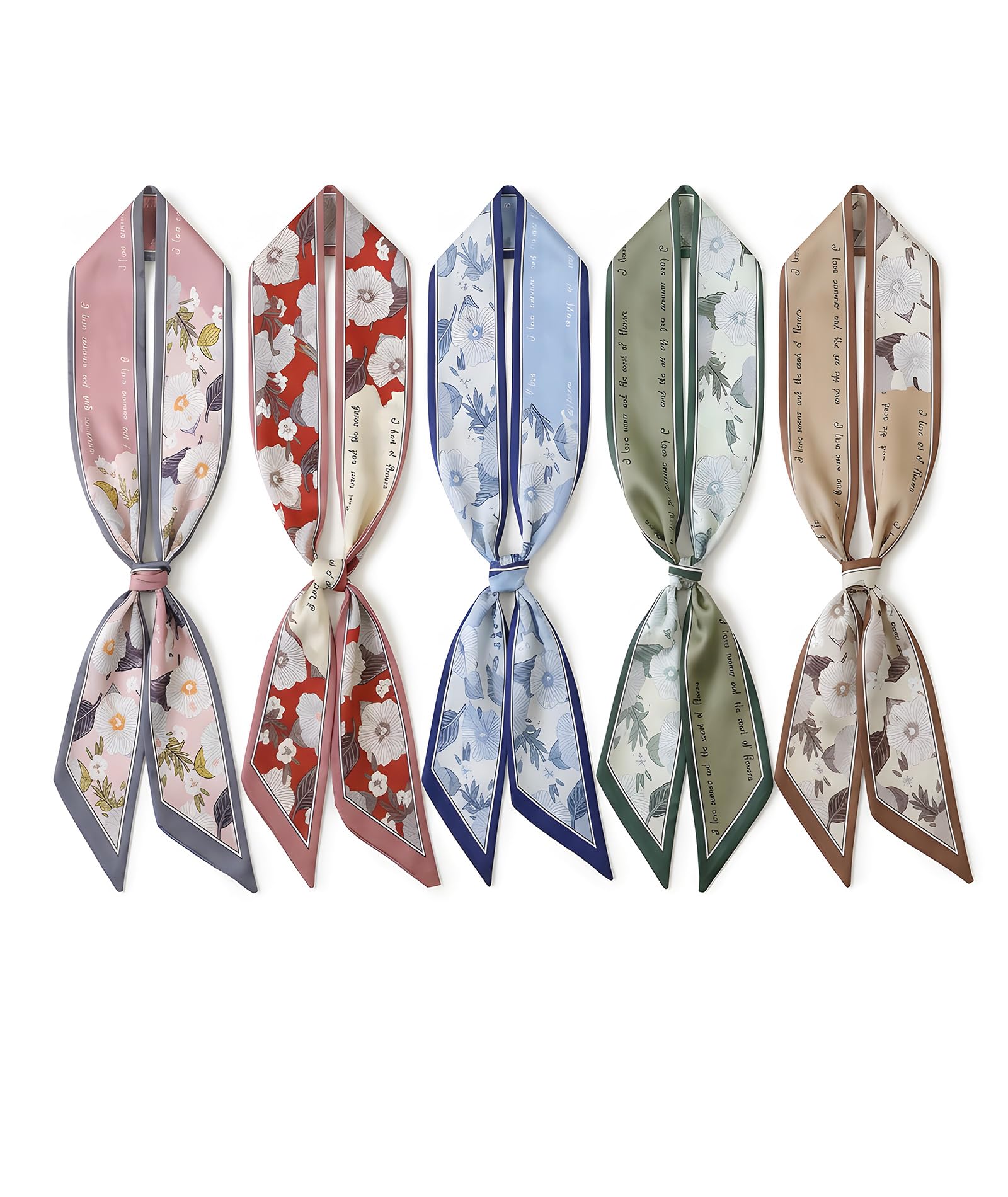 chuppinz 5Pack Hair Scarf For Women, Retro Floral Small Ribbon Silk Scarf,Hair Band Scarf Tie Neck Scarfs Fashion Gift,Purse Headband Handbag Belt Scarfs-picture-13