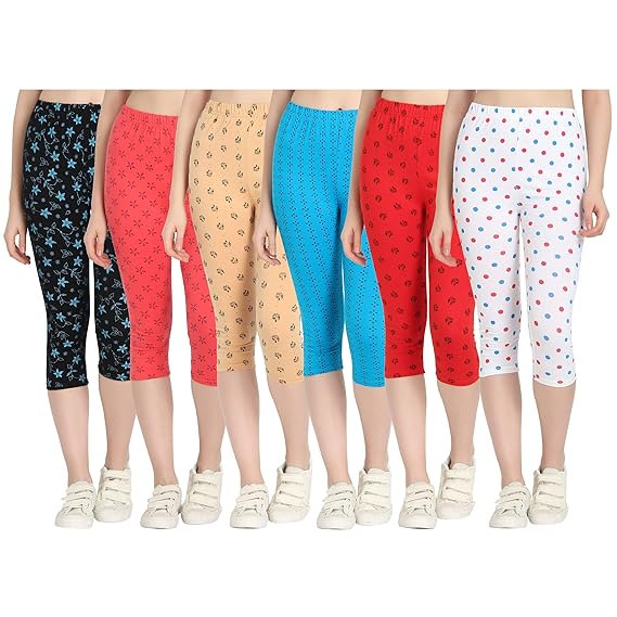 Printed Capri for Womens/Girl Pack of 6