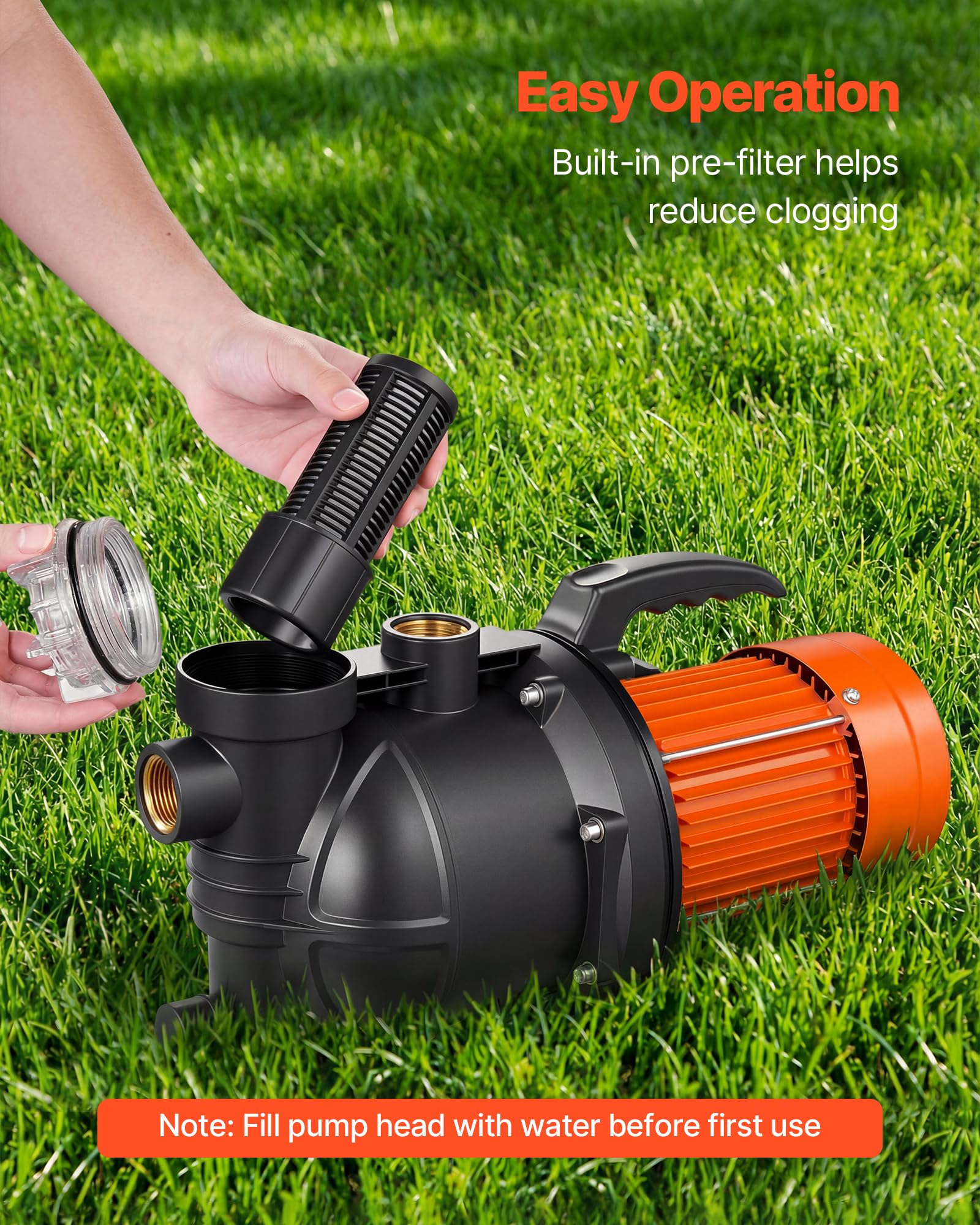 VEVOR Bomba de Chorro de PP para Pozos Poco Profundos 1300 W 230 V, Caudal Máximo de 4800 L/h, Altura de Succión de 8 m, Protección Térmica, Voltaje Estándar Europeo, para Riego de Jardines, Césped