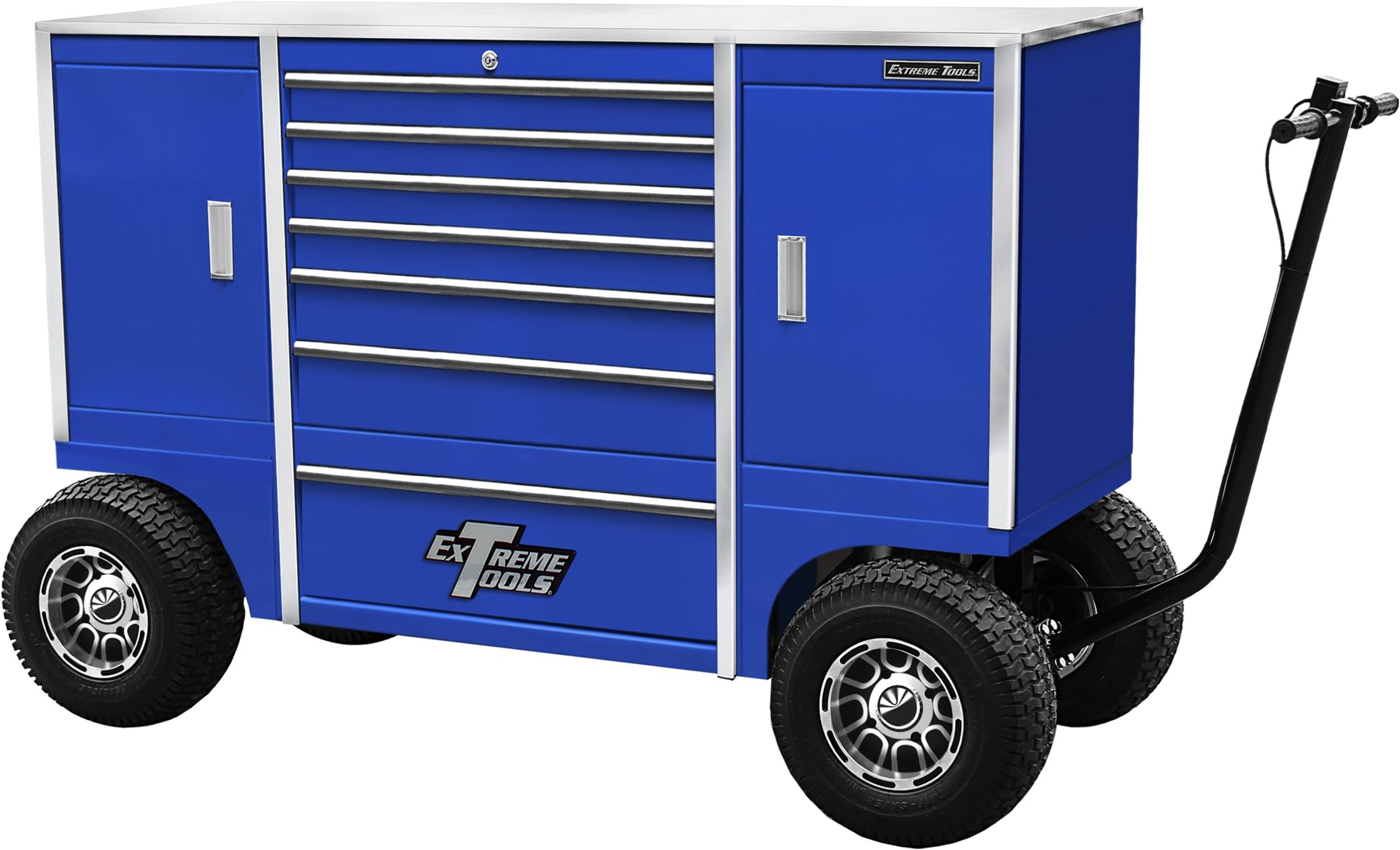 Extreme Tools TXPIT7009BL Tx Series 7-Drawer and 2-Compartment Pit Box with Ball Bearing Slides, 70-Inch, Blue High Gloss Powder Coat Finish