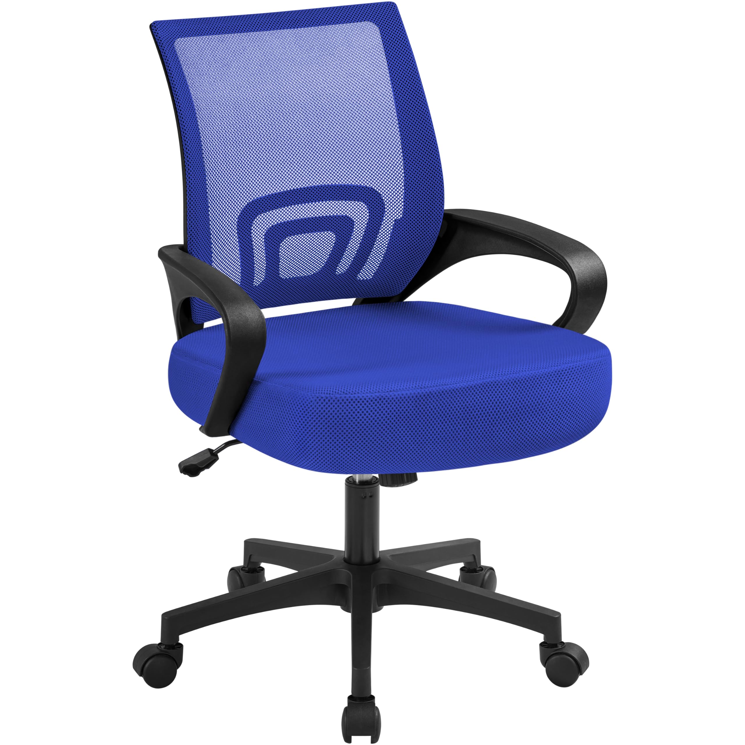 Yaheetech Silla de Escritorio Oficina Malla Silla Ergonomica con Soporte Lumbar Altura Ajustable Respaldo Transpirable Silla Giratoria Función Inclinación para Oficina Capacidad Max136 KG Azul