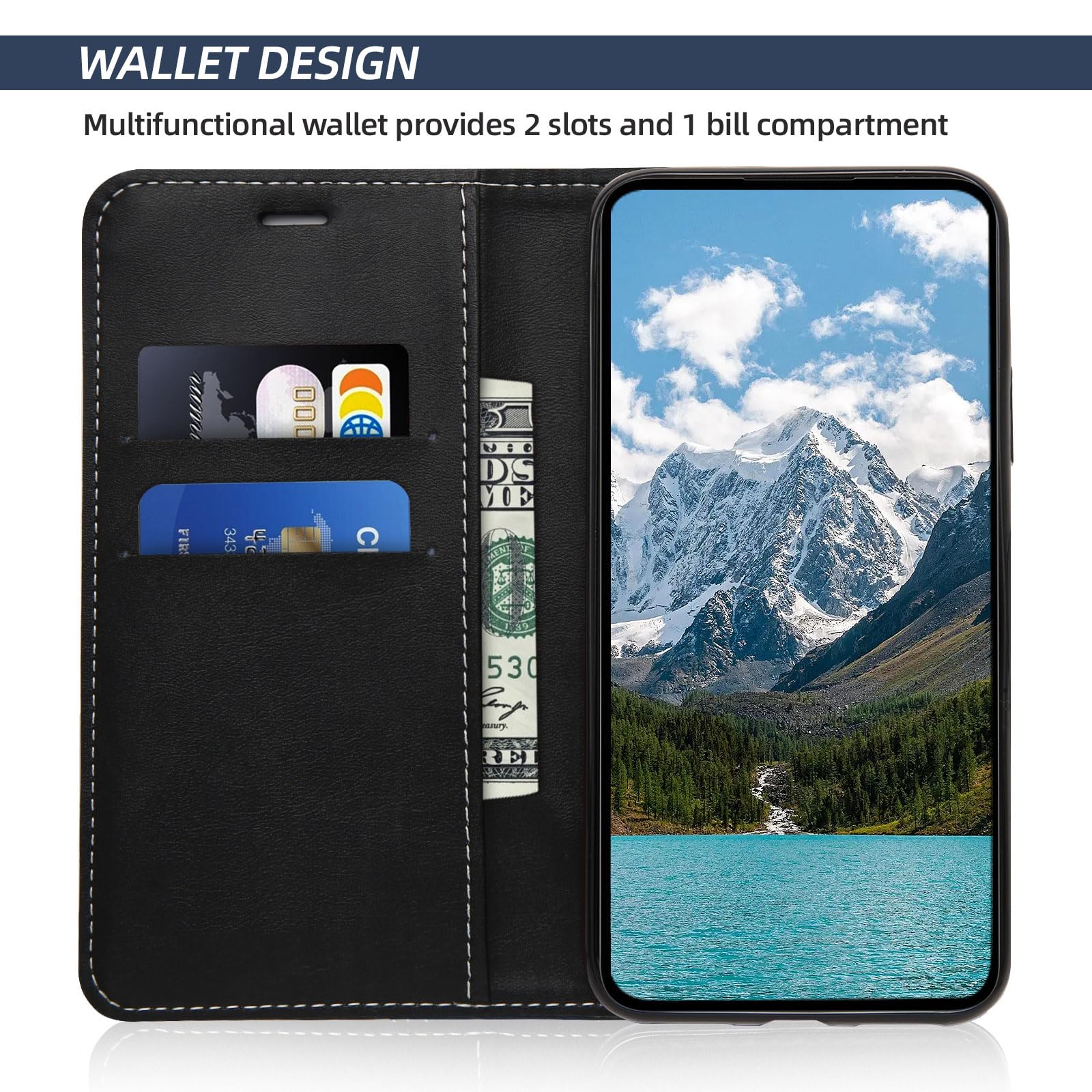 Rostsant Custodia Per Xiaomi Redmi Note 13 Pro 5G - Cover In Pelle PU, Portafoglio Magnetica Con Supporto, Custodia A Libro - Panda Nero - Foto 12