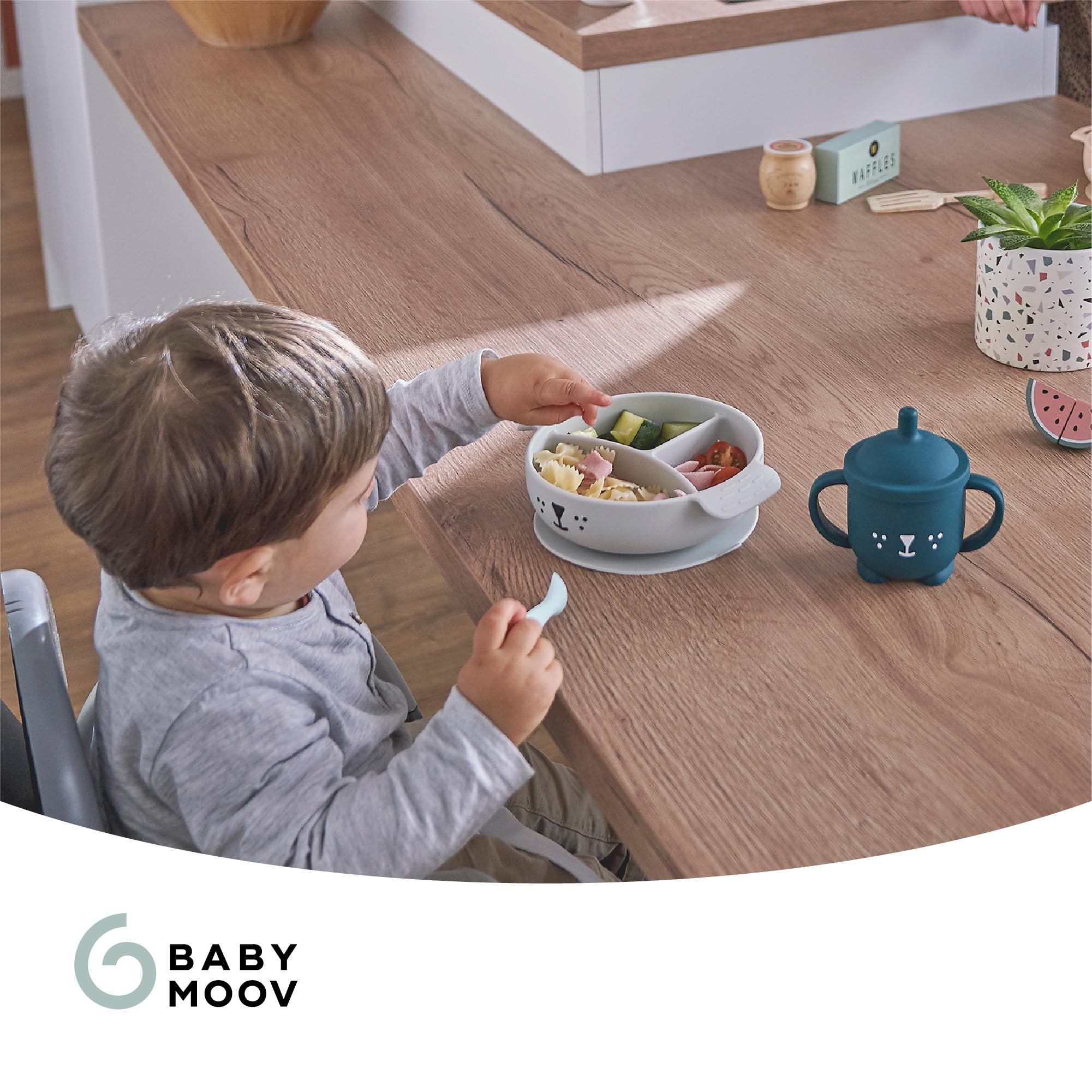 Babymoov Coffret Repas 15-24m LEARN'ISY, 1 Bol, 1 Tasse, 1 Bavoir, 1 Cuillère, Chien