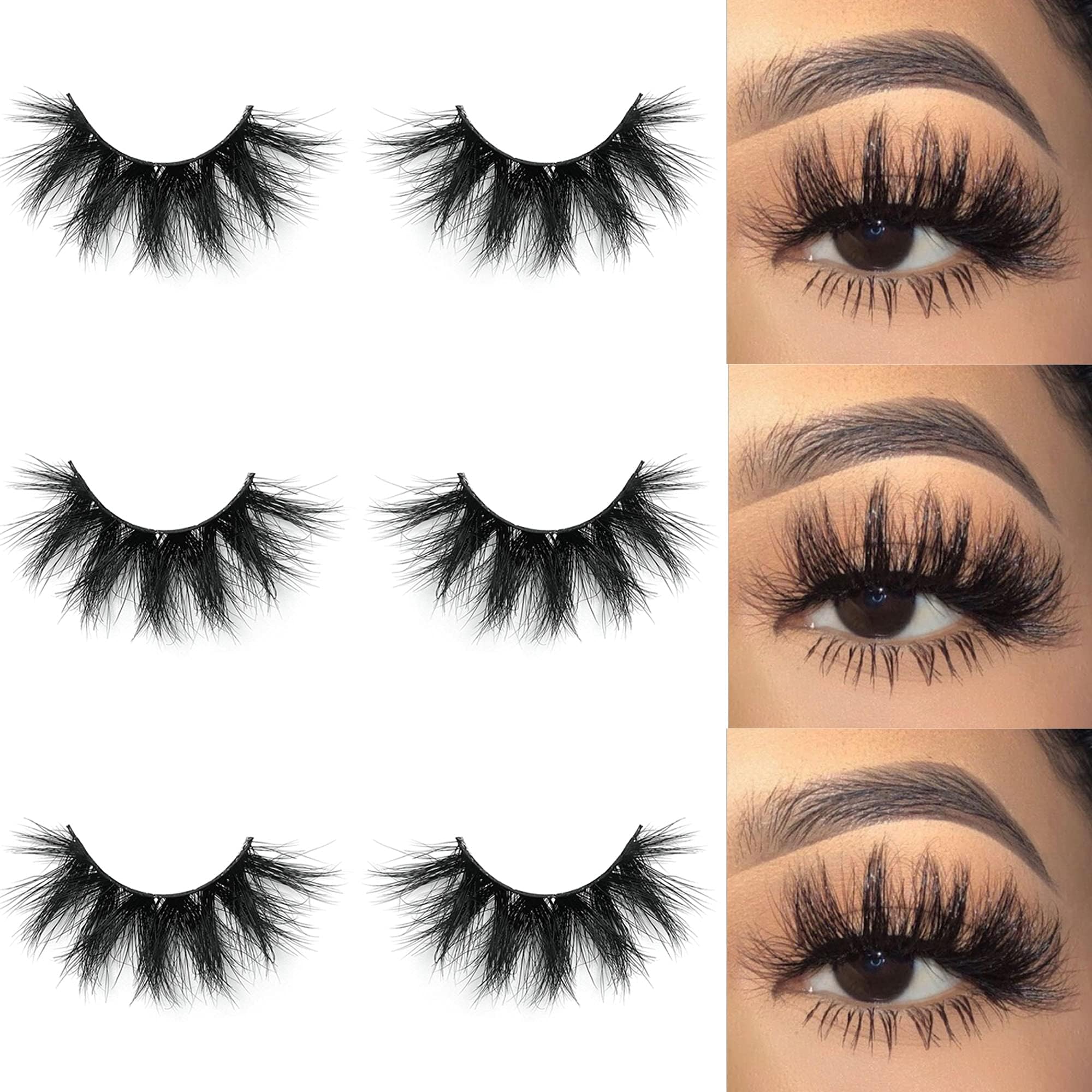 Mink Lashes Mikiwi Eyelashes, 5D Super Fluffy Long Dramatic Eyelashes, Thick HandMade Full Strip Lashes, Cruelty-Free Lash 20-22MM