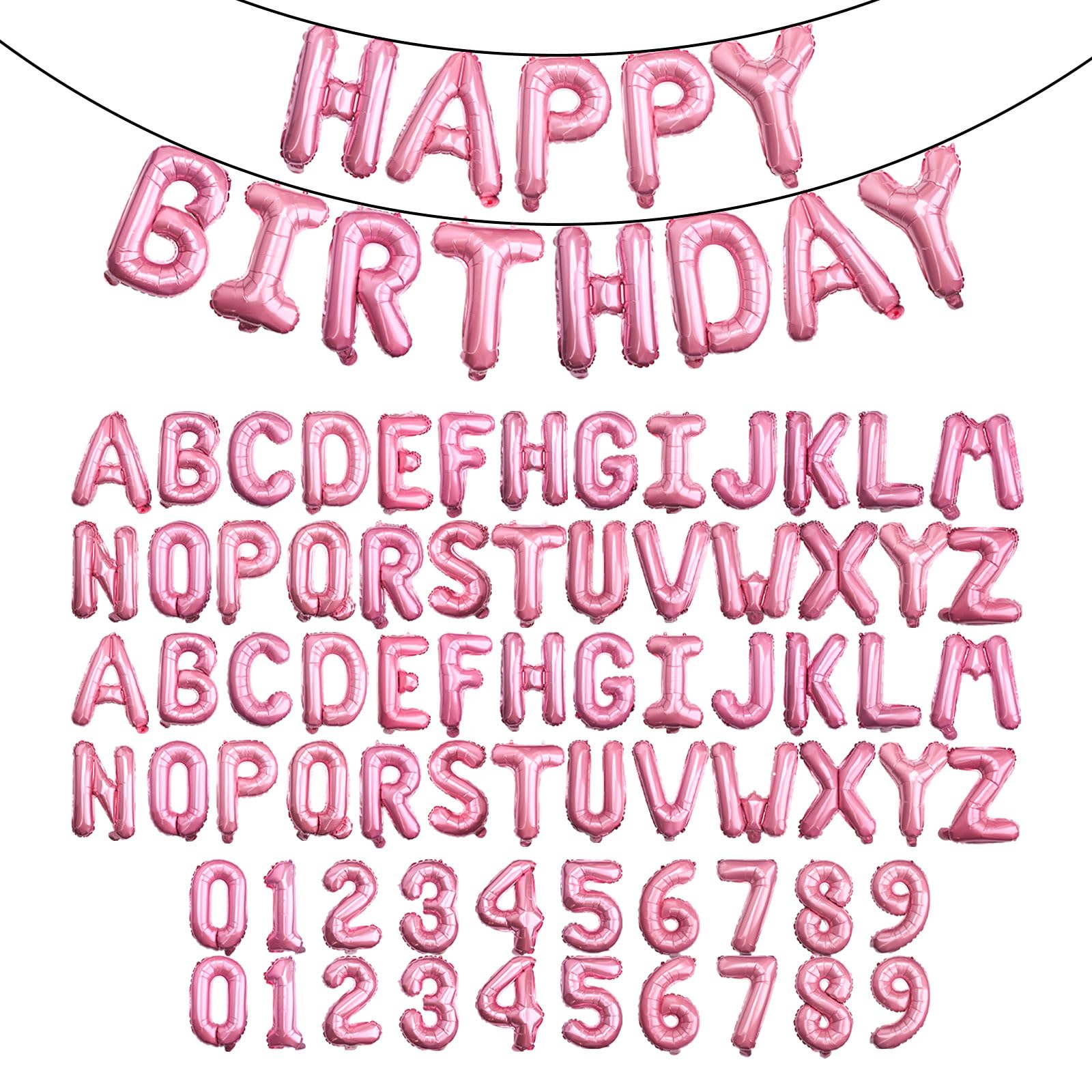 Amazon.co.jp: [85個] 16インチ ピンク 文字 数字 バルーン Happy