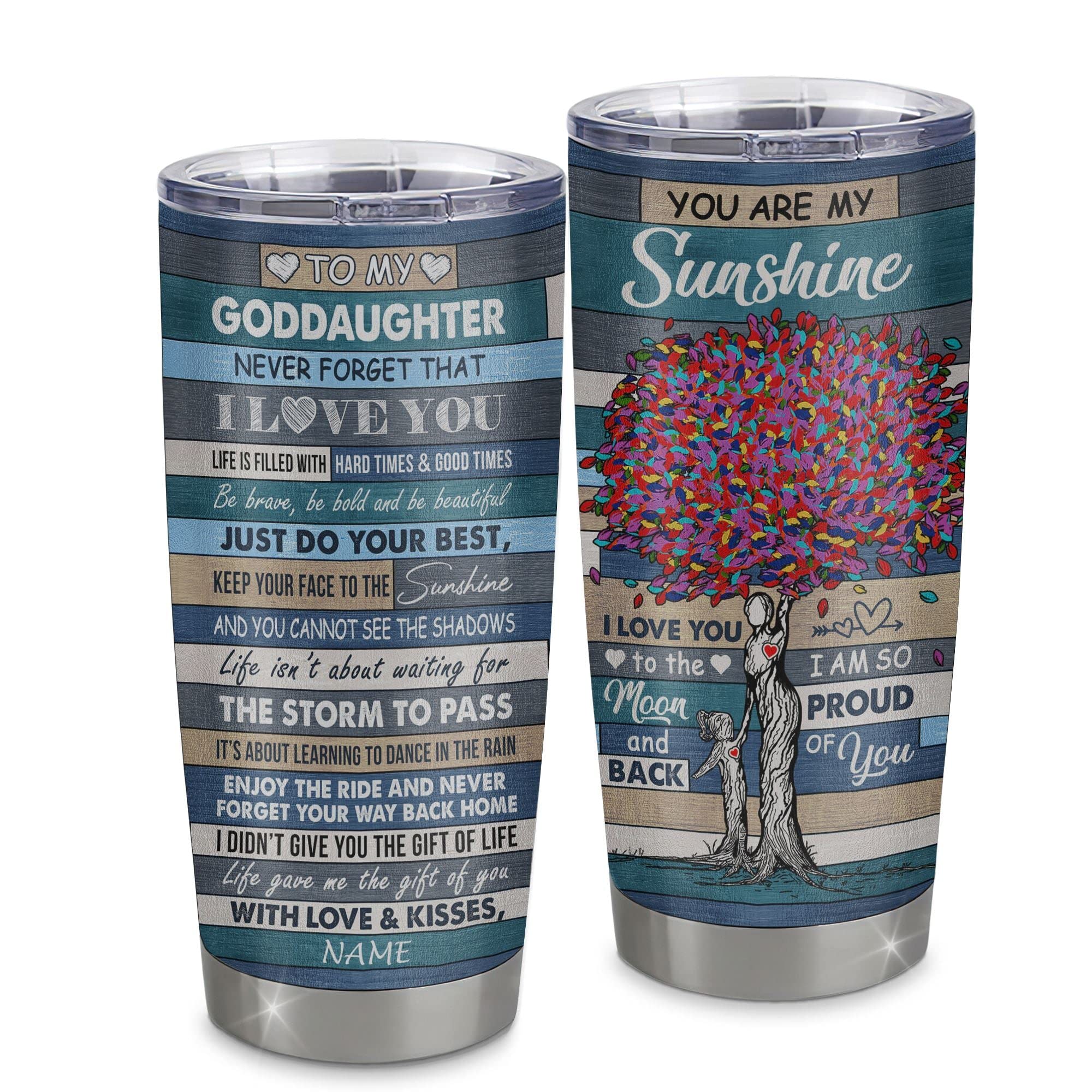 Personalized To My Goddaughter Tumbler From Godmother Stainless Steel Cup Colortree Never Forget I Love You Goddaughter Birthday Graduation Christmas Travel Mug 20oz Curved Tumbler