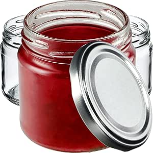 KADAX Kleine inmaakpotten, 315 ml, diameter 66 mm, potten voor honing, jampotten met deksel, luchtdichte, ronde potten (10 stuks, bessen