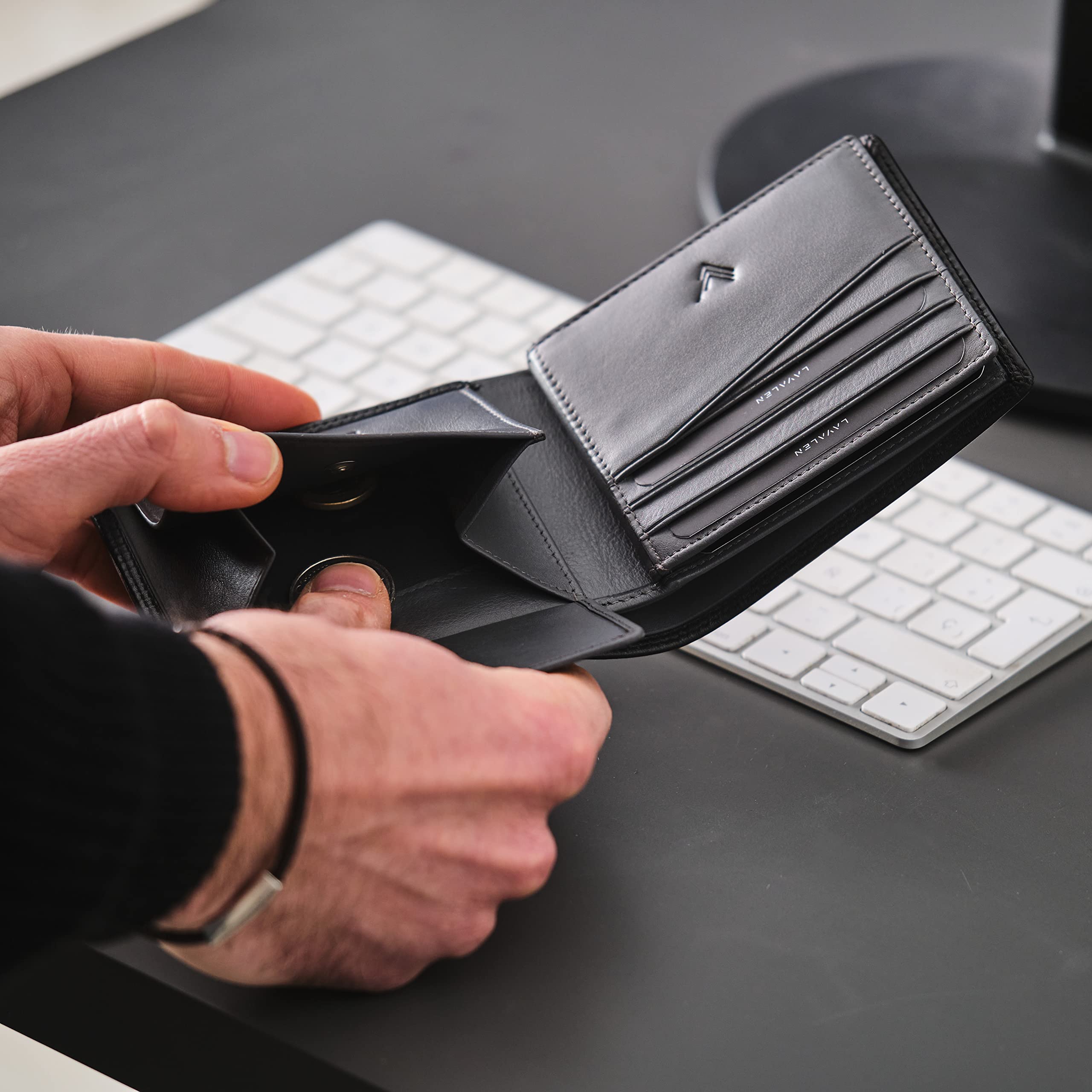 Carteras para Hombre Piel – Hecha a Mano - Monedero Tarjetero Cuero - La Cartera Hombre Piel Genuina - Billeteras con RFID - Wallets for Men - Regalos Originales, Negro