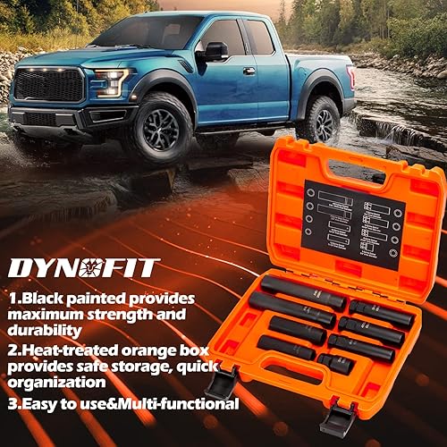 Miniatura 7 de Dynofit Kit de llaves de tuercas de llanta, 8 piezas de tuercas de bloqueo estriado para quitar 5, 6, 7, 12 cerraduras de rueda de repuesto