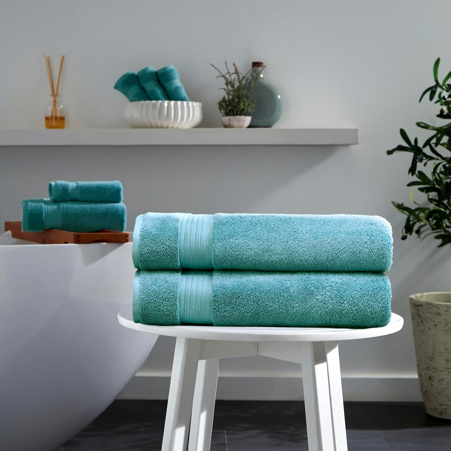 Ozdilek 2-Piece Bath Towels, 30x60 550GSM– 30x60 Inches, 100% Turkish Cotton, Luxury Quick Dry, Extra Large, Fade-Resistant, Eco-Friendly, Spa Towel, Cotton Towel (Milky Blue) - Image 2