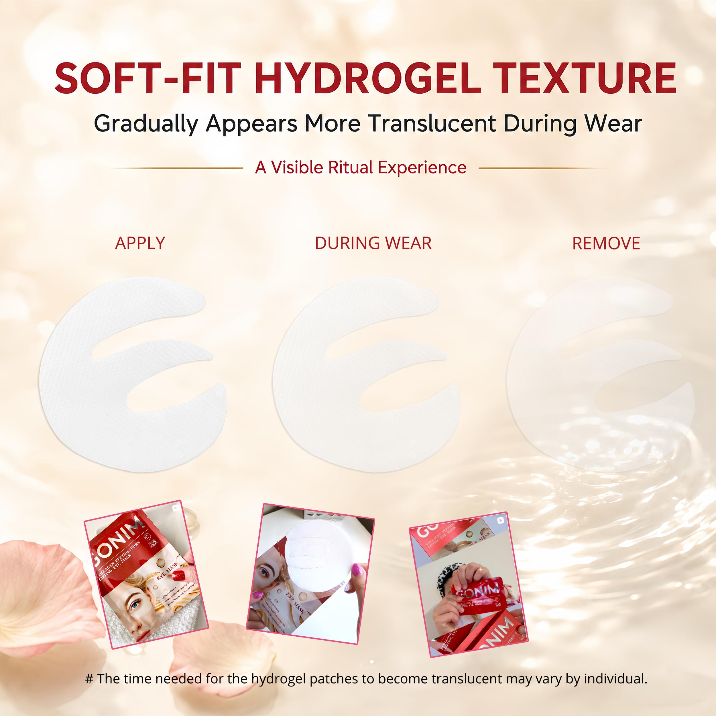 GONIM Hydrogel Under Eye Patches with Collagen, Caffeine, Retinol & PDRN