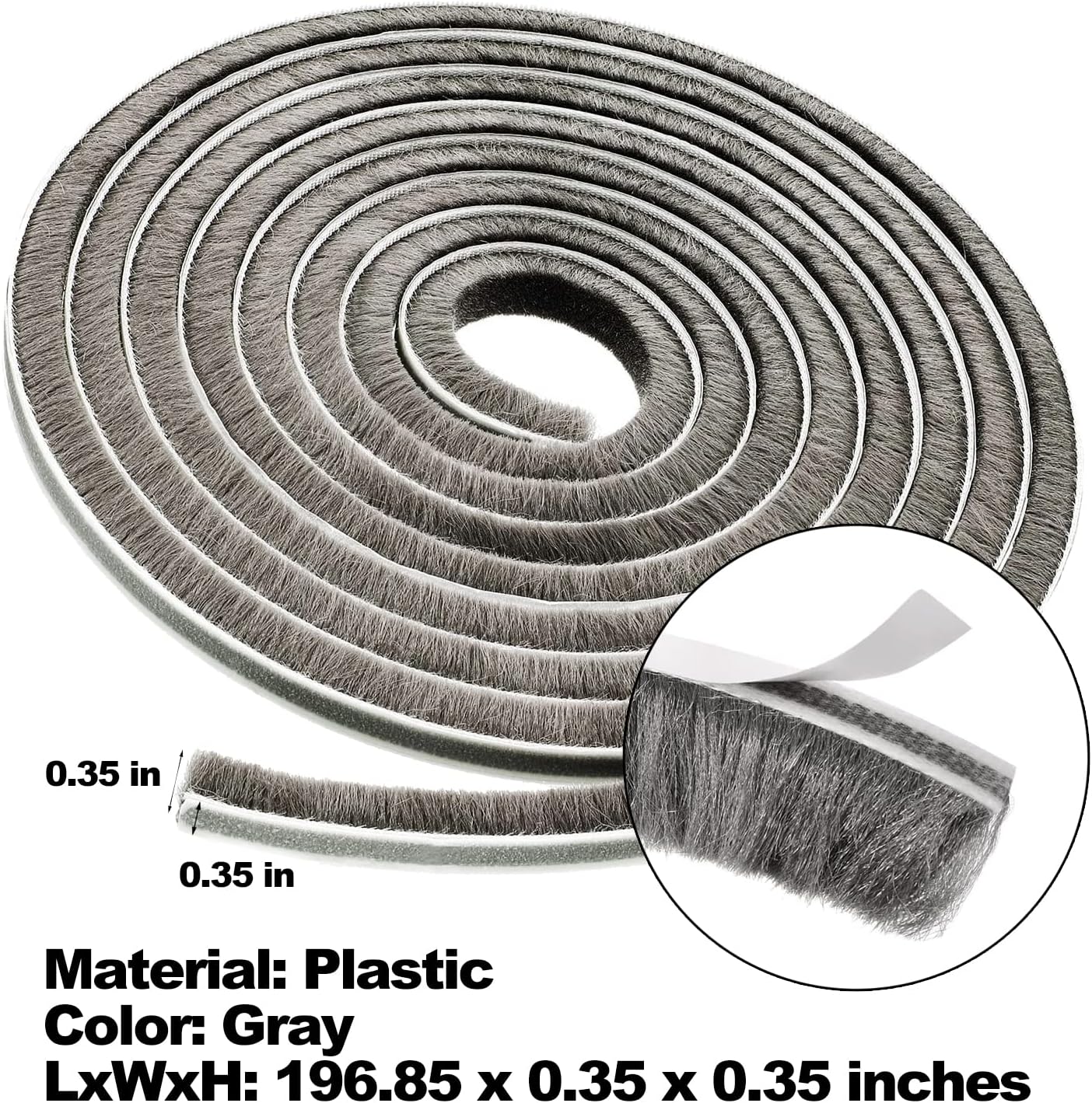 Pile Weatherstrip Window Felt Brush Weather Stripping Self Adhesive - 9mm x 16.5 Ft (for Gaps 4.5-7.5 mm) Seal Strip for Windows Doors Soundproofing Windproof Dustproof
