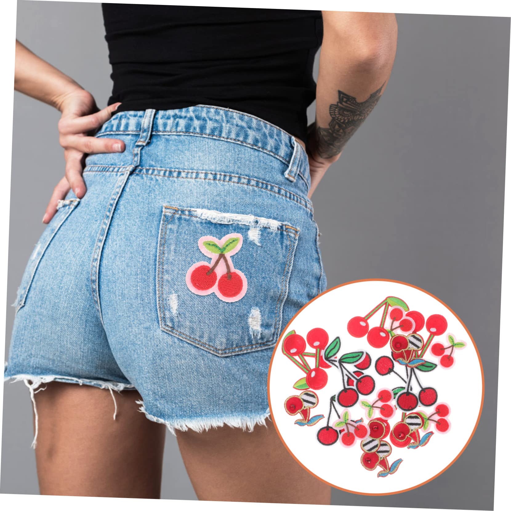 HOMSFOU 5 Sätze Cherry Stickerei Aufnäher Für Kleidung Bügelbilder Zur Reparatur Und Dekoration Von Jeans Shirts Taschen Und Mehr Für Diy Projekte Und Applikationen 20 Stück * 5