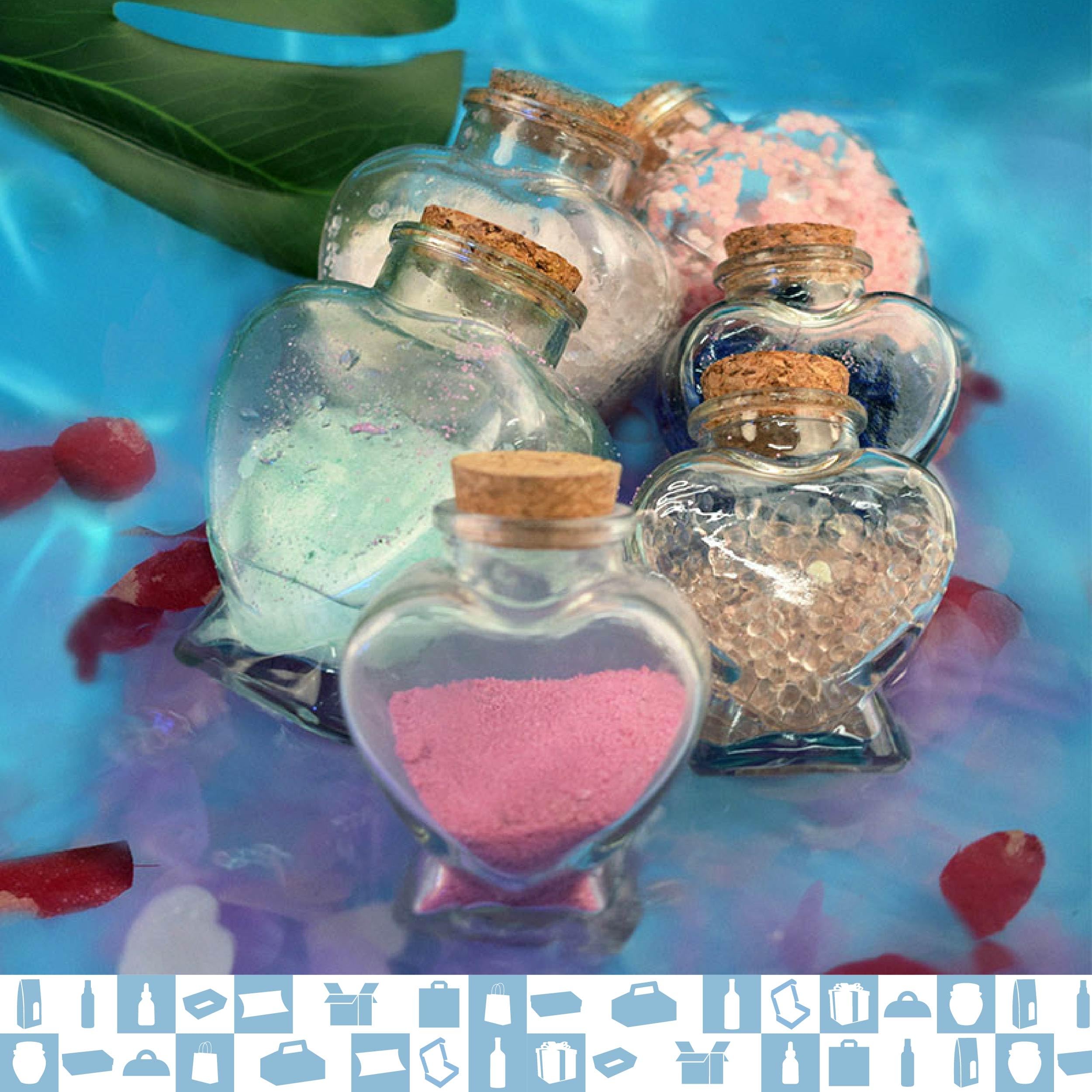 Espirito Rebelde 20 Magische Libellen in Herzform, 70 ml, mit Korkverschluss + 20 Schachteln | Dekoration, Geschenke und Souvenirs für die Hochzeit | Tränkenflasche