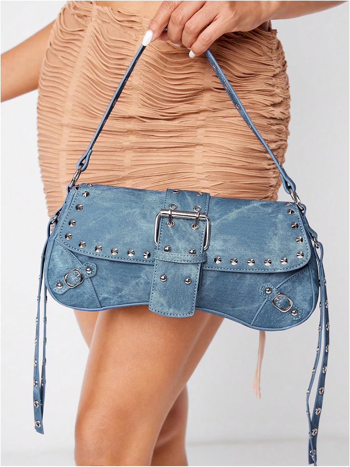MakeMeChic Women's Shoulder Bags Y2K PU Leather Clutch Small Purse Bags